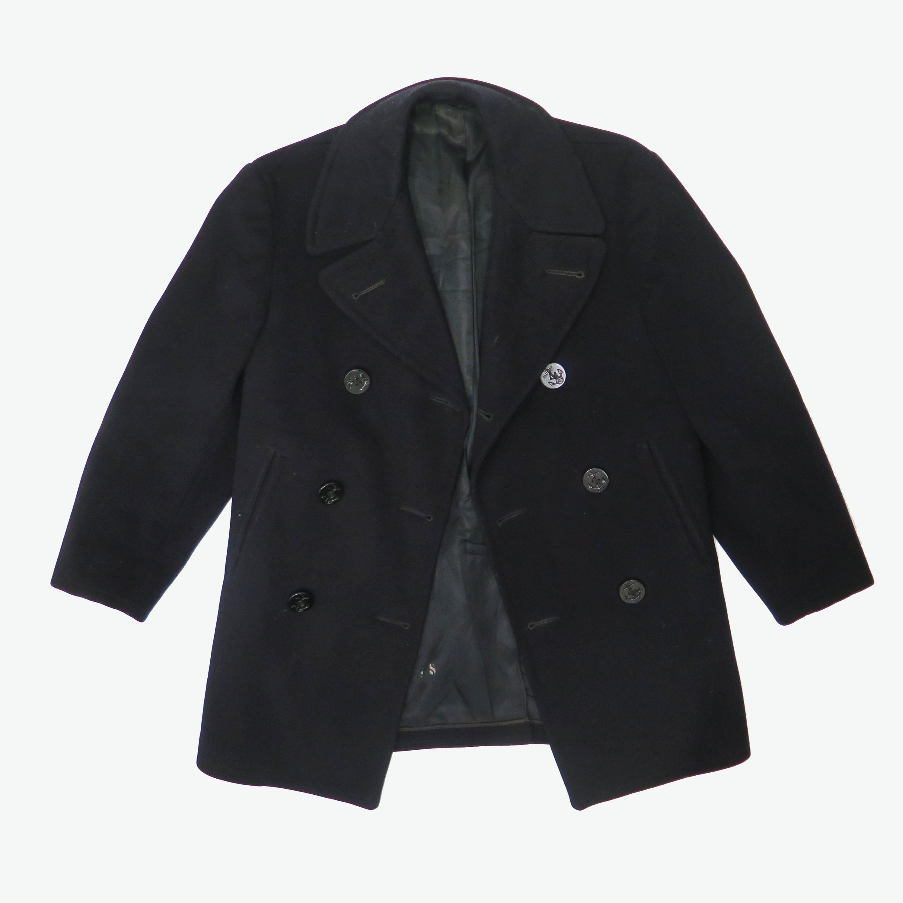 Vintage 1960s US Navy Peacoat - Authentic USN Clothing Supply Office Issue, Size 34 with Stenciled Markings | Military Collectible & Cold Weather Outerwear