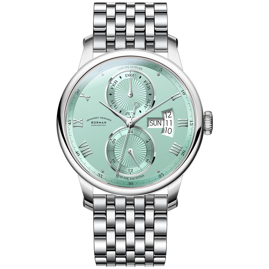 BORMAN Automatic Men's Luxury Watch - Mechanical Wristwatch with Sapphire Crystal, Month/Week/Date & 24-Hour Display - Perfect for Business, Formal Events & Everyday Wear