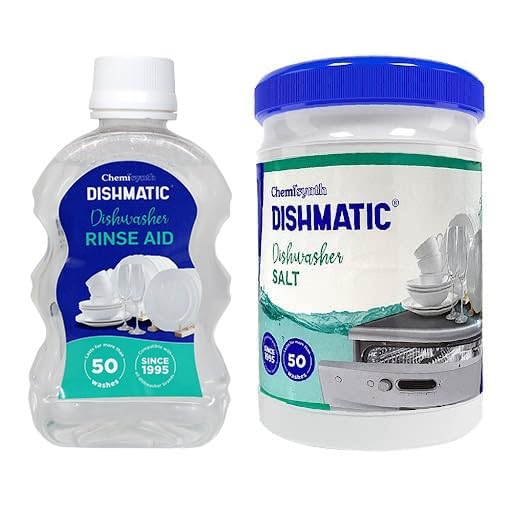 Eco-Friendly Dishwasher Salt and Rinse Aid Combo (250ml Liquid + 1KG Powder) for Automatic Dishwashers - Streak-Free Shine & Spotless Dishes - Perfect for Daily Dishwashing & Glassware Care