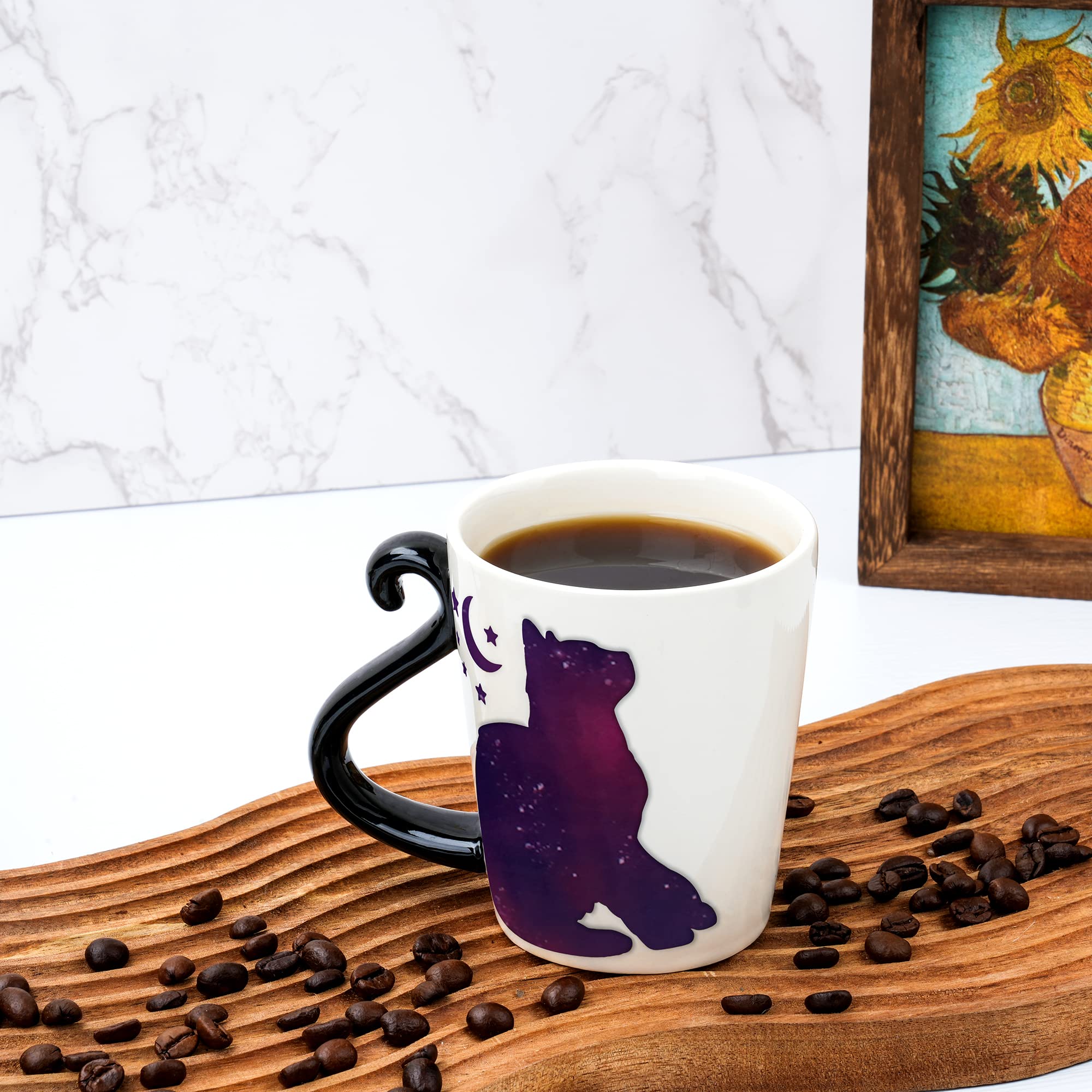Thermo Color Changing Cat Coffee Mug - Funny Cat Lover Gift for Women, Mom, Wife, Sister, BFF - 12oz Ceramic Cup - Perfect for Birthday, Christmas, Office Gifts & Coffee Tea Lovers