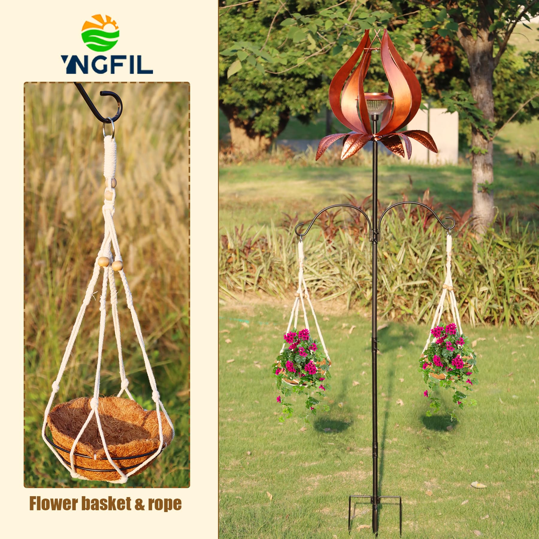 Solar-Powered Multi-Functional Yard Wind Spinners with LED Lights - 83