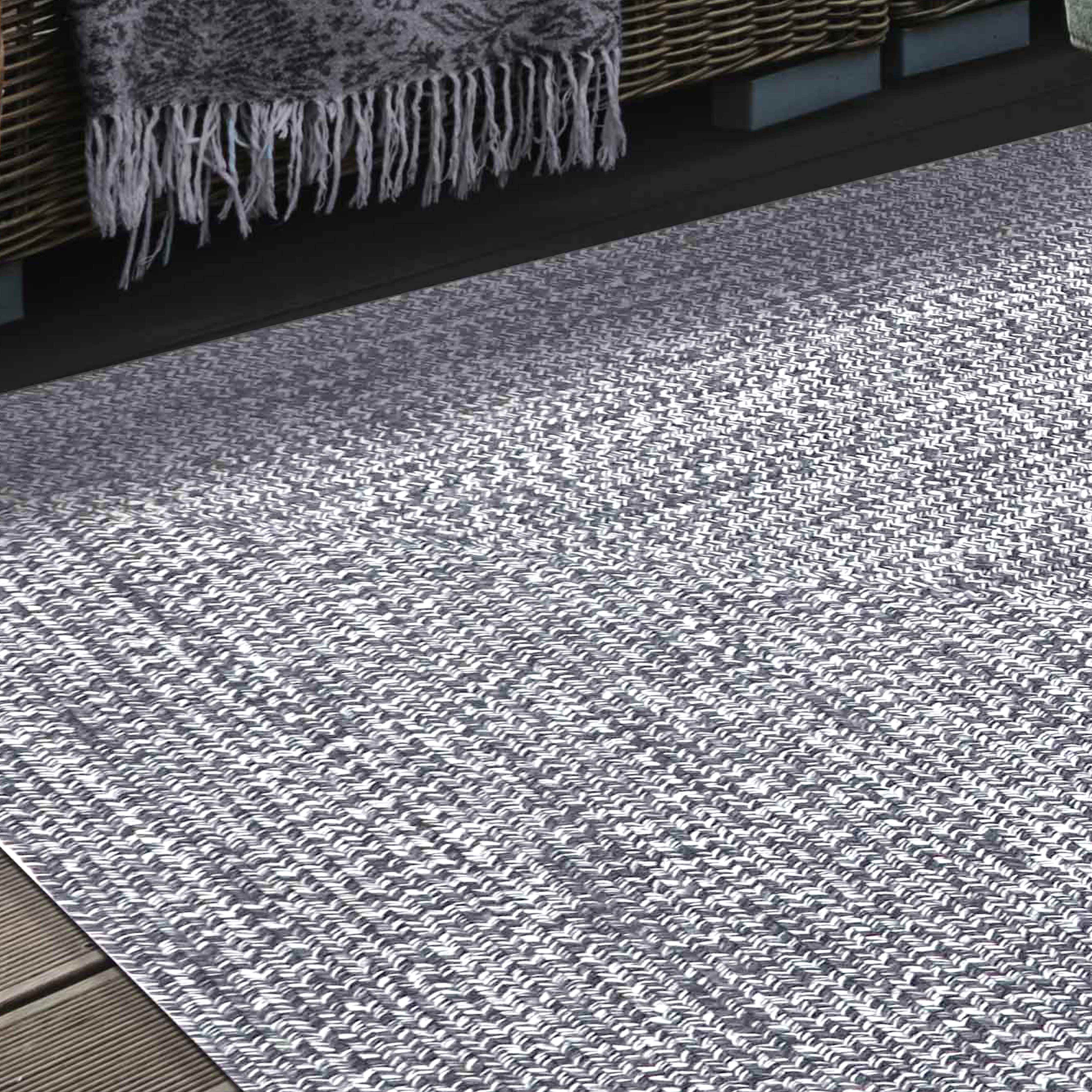 Bohemian Two-Tone Braided Area Rug - Soft Indoor/Outdoor Carpet for Living Room, Bedroom, Patio & Deck - Non-Slip Floor Mat for Home Decor