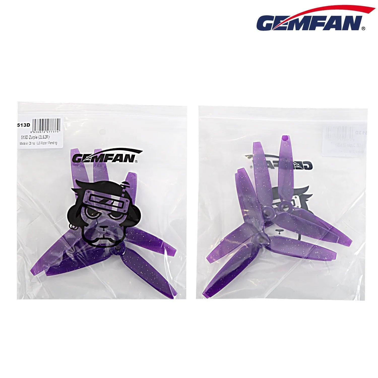GEMFAN 513D PC 3-Blade 5mm Propeller for 2206 2300KV Motor - 8 Pack - High Performance Drone Propellers for FPV Racing and Aerial Photography