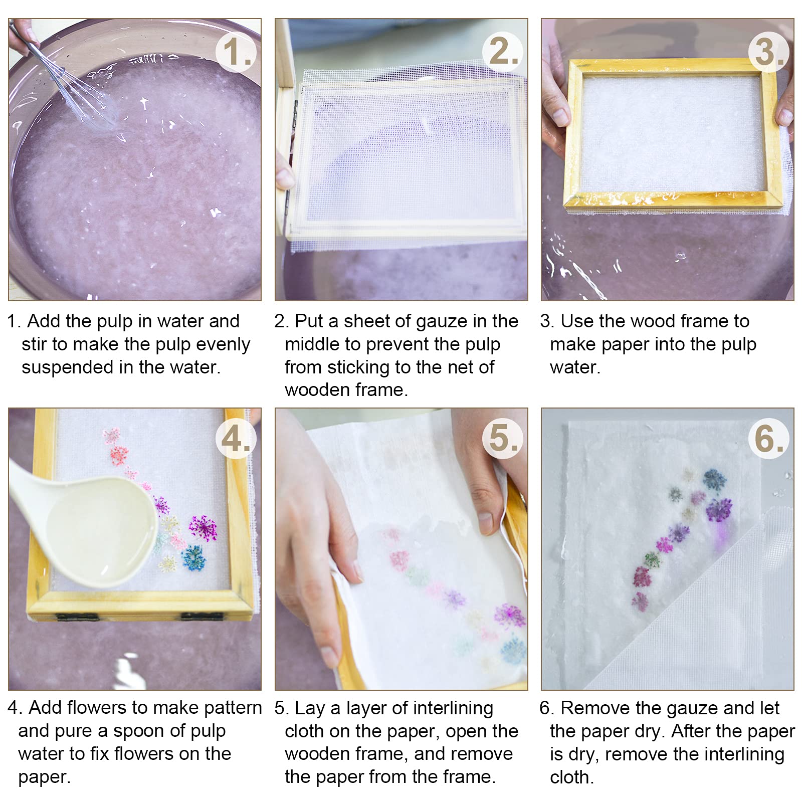 WANDIC DIY Paper Making Kit - Handmade Wooden Paper Mould with Spoon, Replaceable Mesh Cloth & Pulp - Crafting Screen Frame for Homemade Stationery, Scrapbooking & Art Projects - Perfect for DIY Gifts, School Projects & Creative Paper Crafts