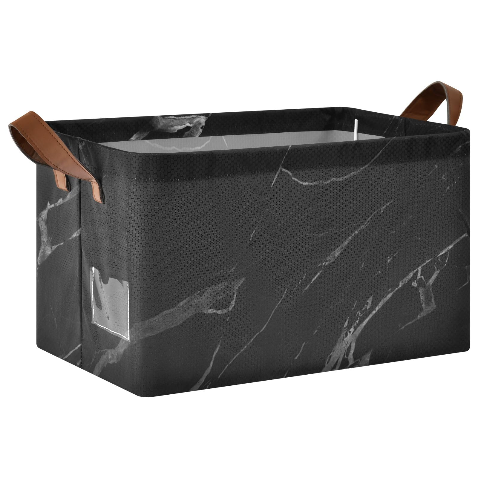 Black Marble Storage Bin with Convenient Decor Basket & Modern Laundry Basket - Perfect for Home Organization, Closet Storage & Laundry Room Decor