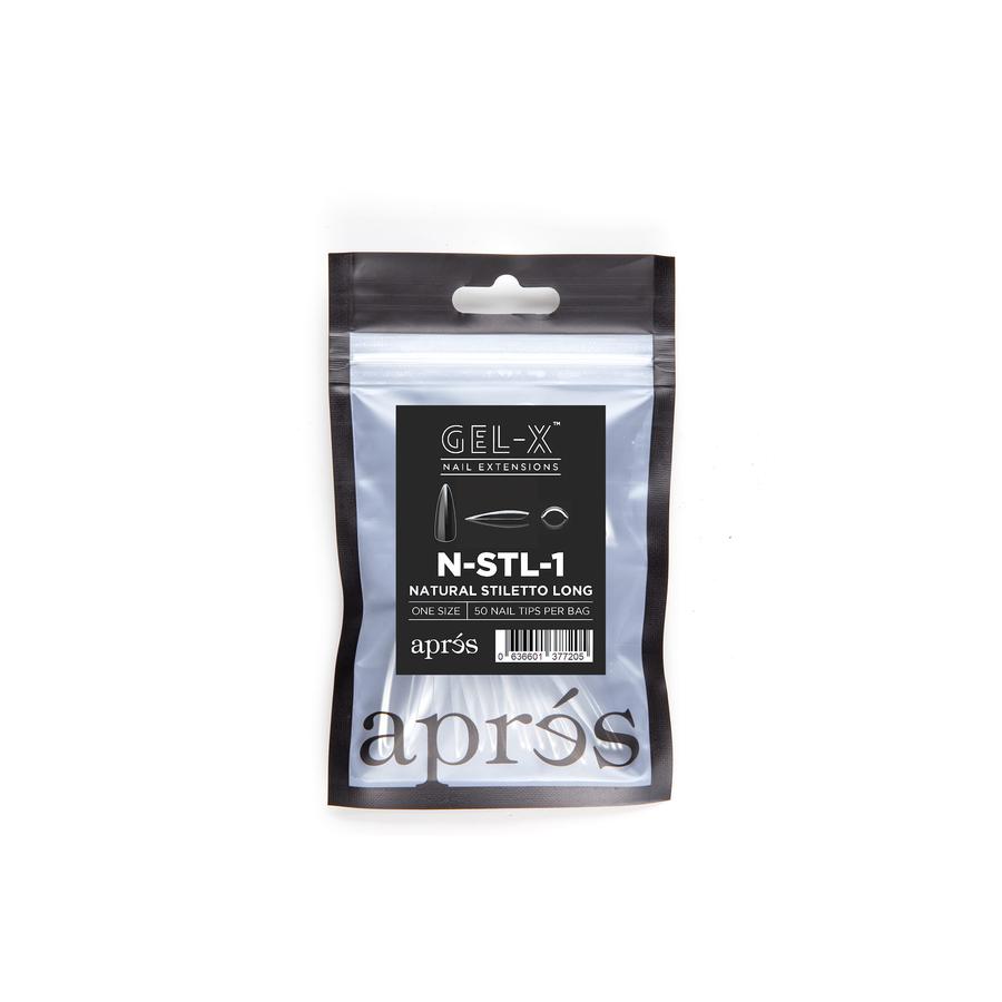 Apres Gel X Natural Stiletto Long Refill Tips - Size #000 & #9 - Perfect for Salon Nail Extensions & DIY Manicures at Home