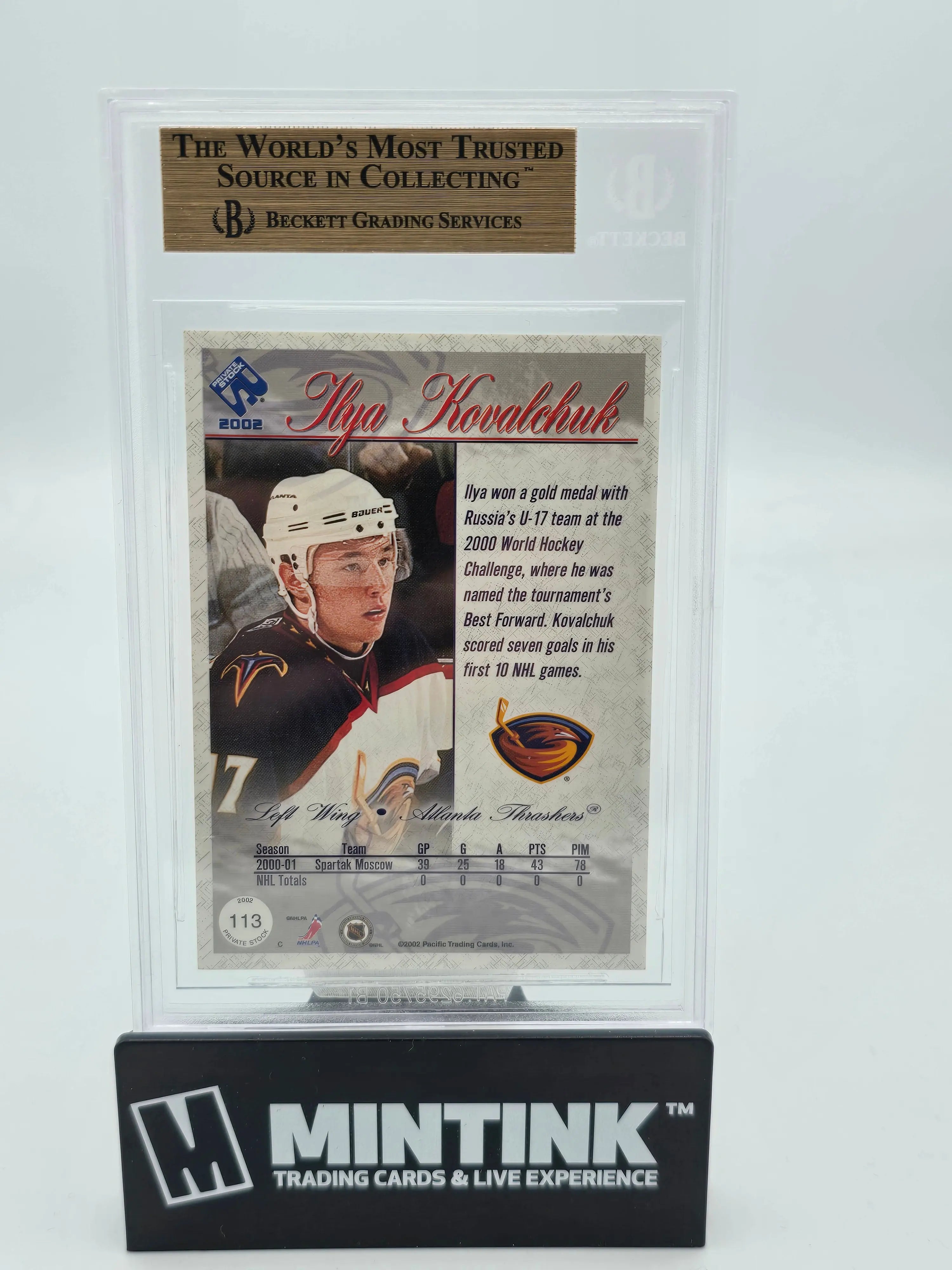 2001 Private Stock Gold Ilya Kovalchuk Rookie Card #113 BGS 9.5/106 - Rare Hockey Collectible for NHL Fans & Sports Memorabilia Collectors