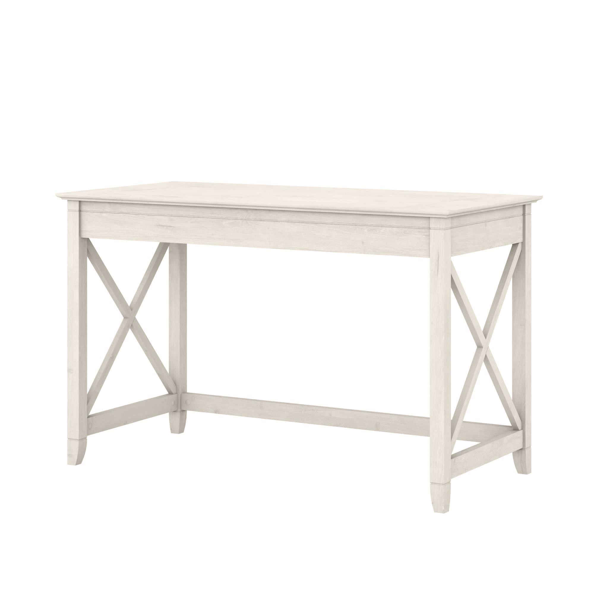 Bush Furniture Key West Collection Writing Desk - Small Modern Farmhouse Style Home Office Desk in Linen White Oak | Perfect for Remote Work, Study & Small Spaces