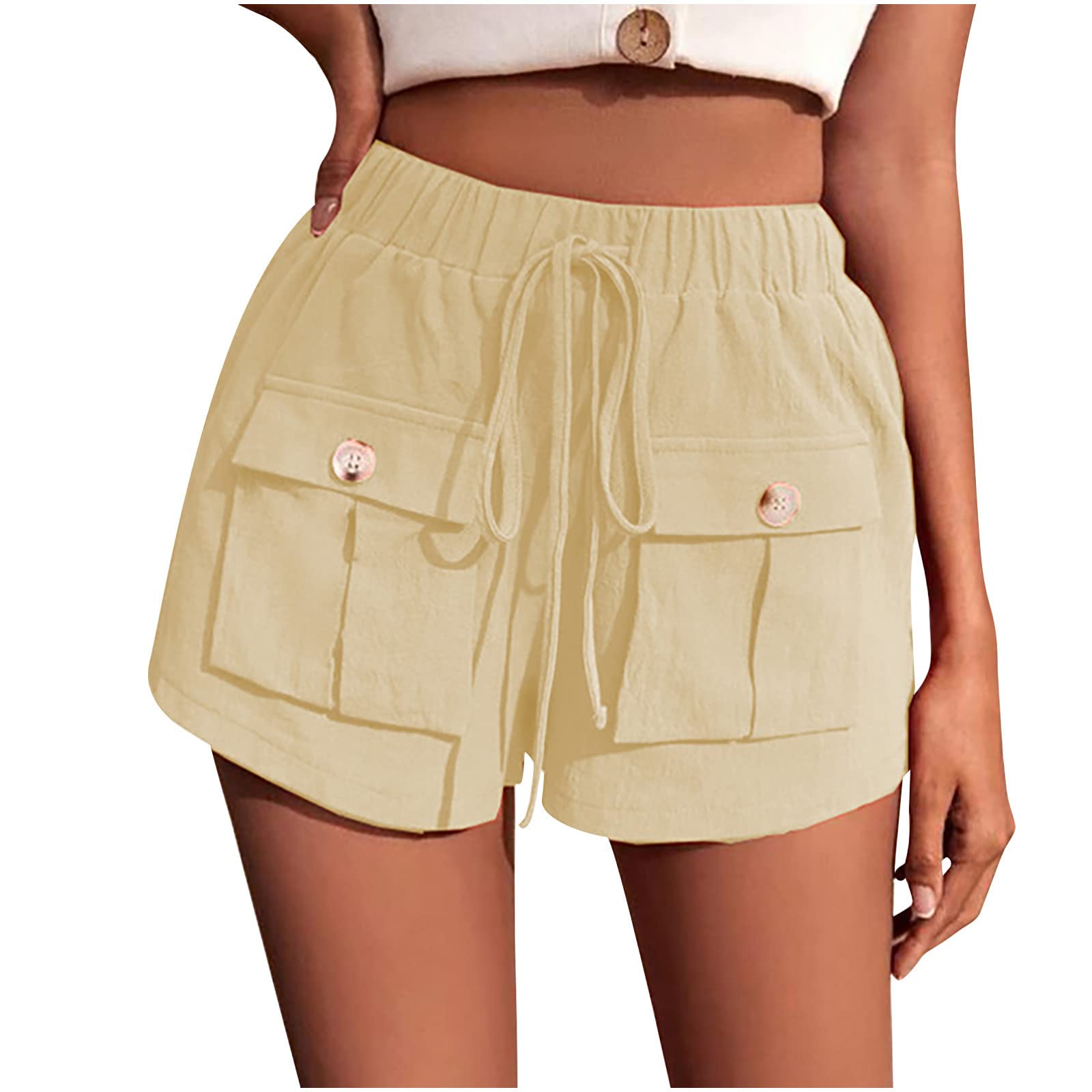 SHENGXINY Women's High Waist Workout Shorts with Pockets - Loose Fit Summer Sweatpants for Running, Yoga & Gym - Breathable Casual Athletic Shorts