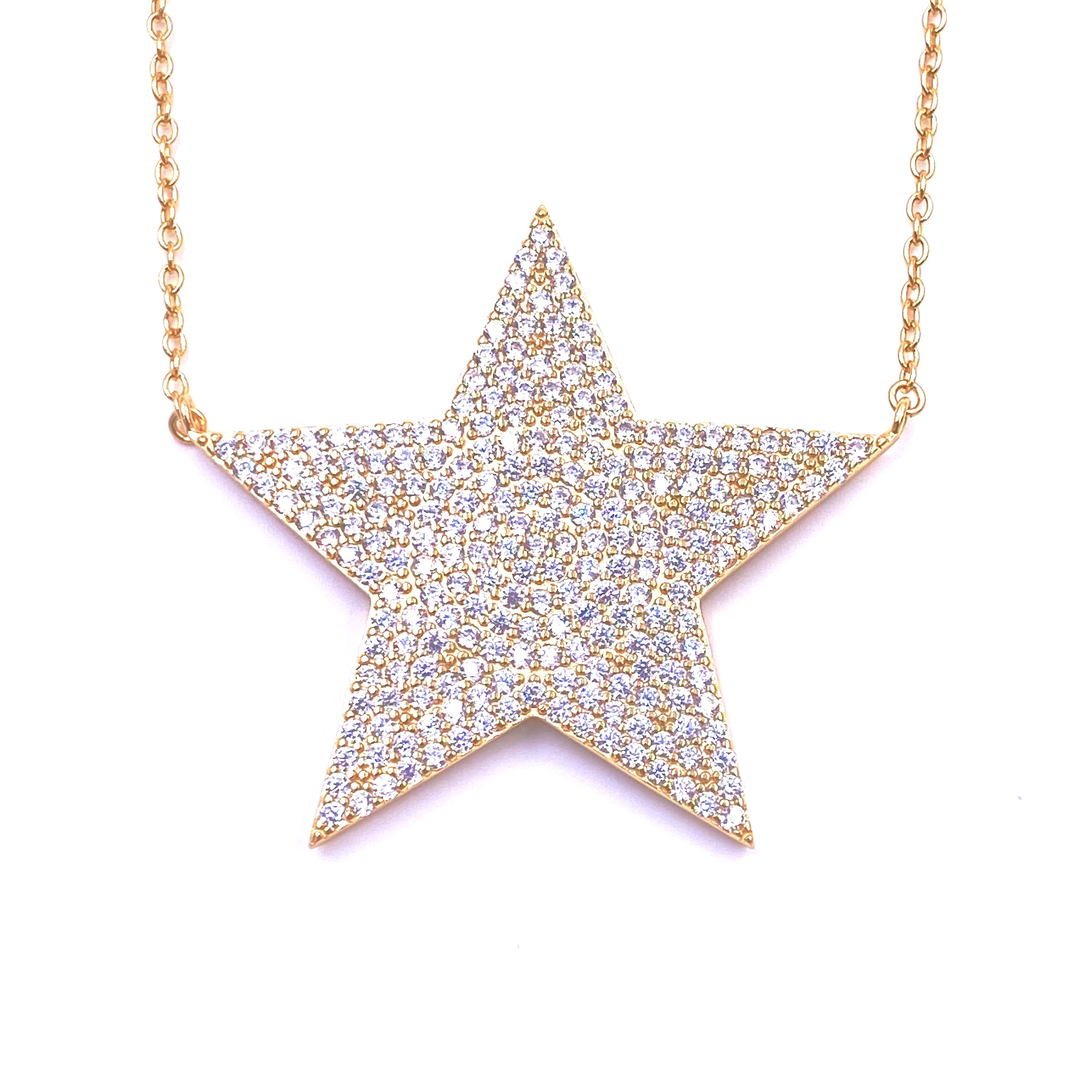 Ashley Gold Sterling Silver Large CZ Star Pendant Necklace for Women - Elegant Layering Jewelry for Parties, Date Night & Special Occasions