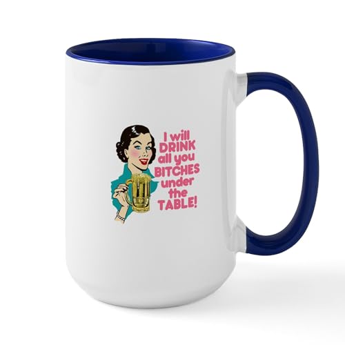 White/Navy Inside - Funny Beer Drinking Humor Large Mug