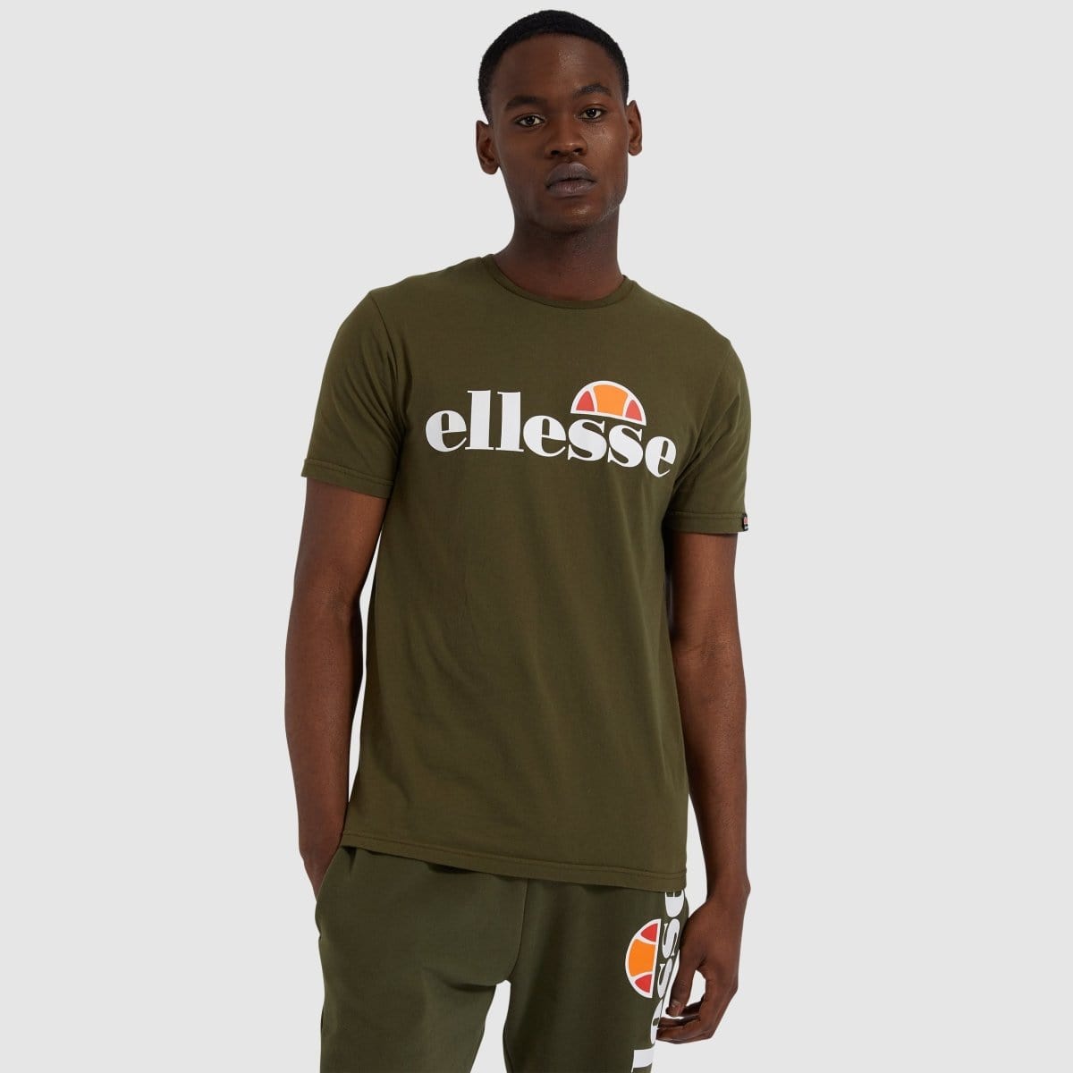 Ellesse Men's Prado Khaki Short Sleeve T-Shirt - Casual Cotton Tee for Everyday Wear, Gym & Street Style