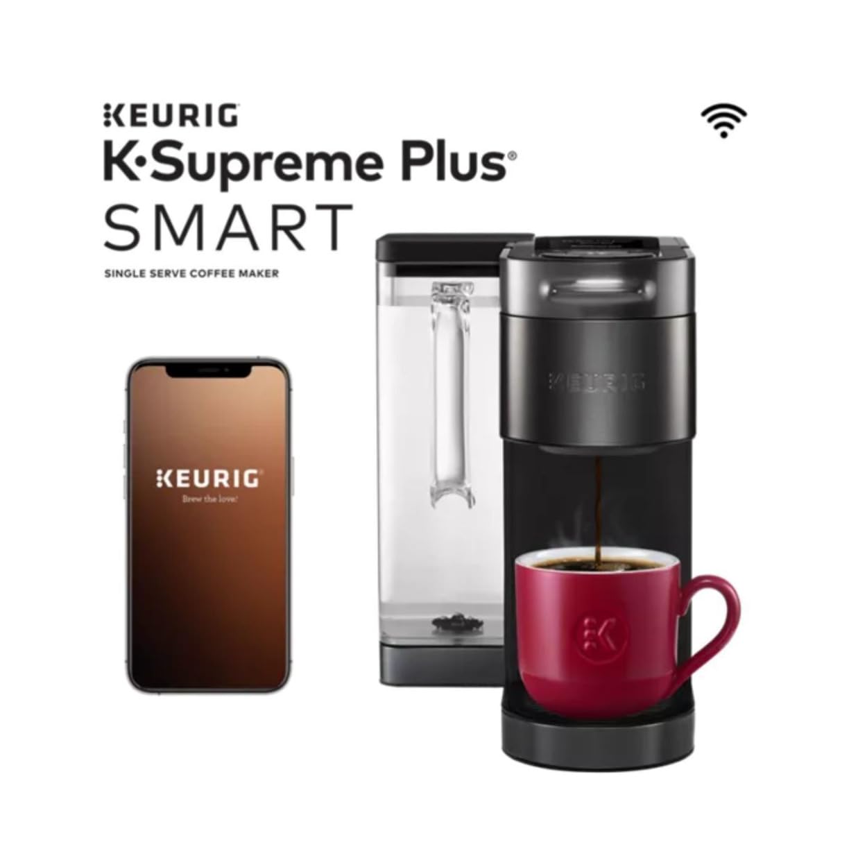 Keurig K-Supreme Plus Smart Single Serve Coffee Maker with 96-Count Variety K-Cup Pods Bundle - Gray | Includes Breakfast Blend, Colombian, Donut Shop & Italian Roast | Perfect for Home, Office & Small Business Use