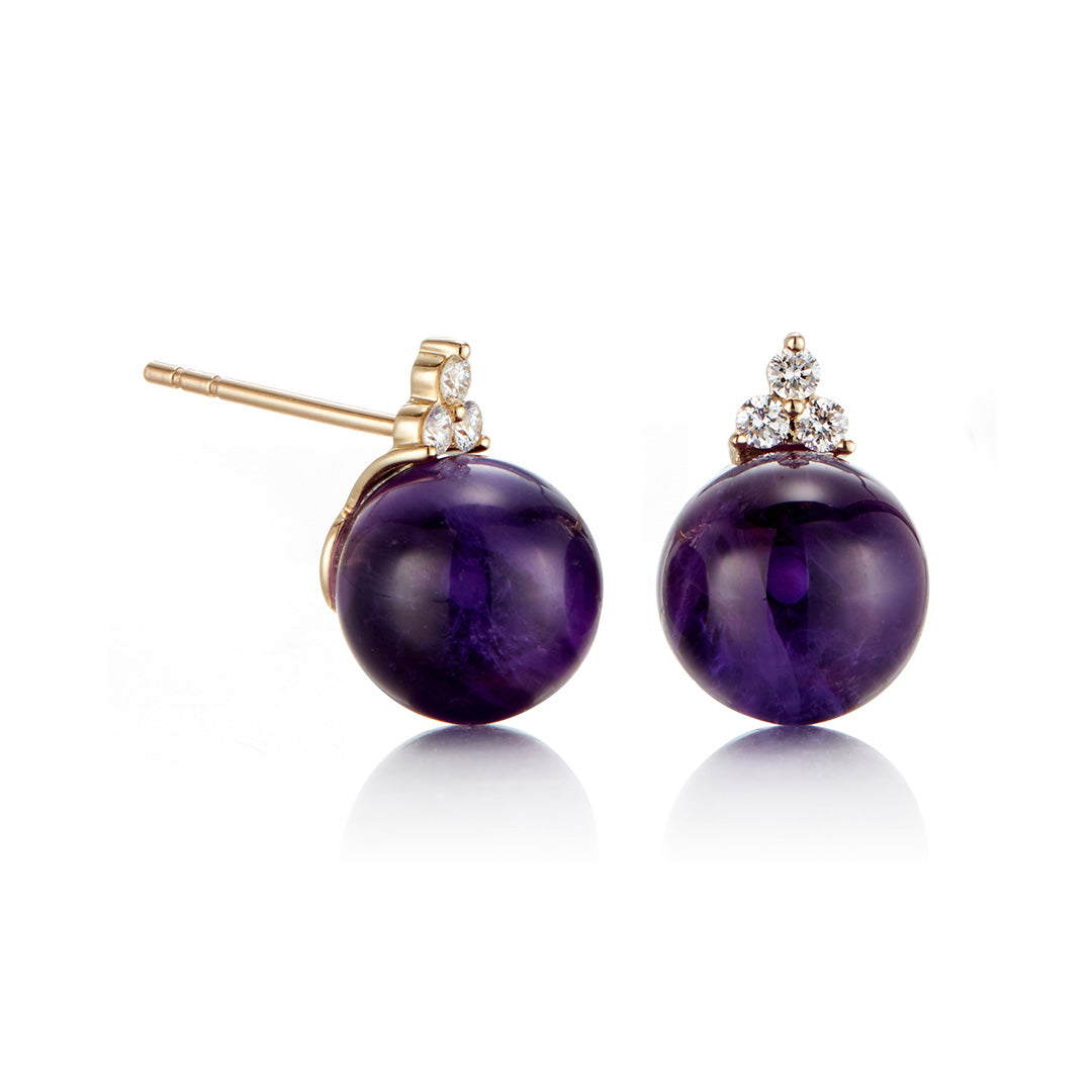 Madison Earrings - Genuine Amethyst & Diamond Stud Earrings for Women | Perfect for Weddings, Parties & Special Occasions