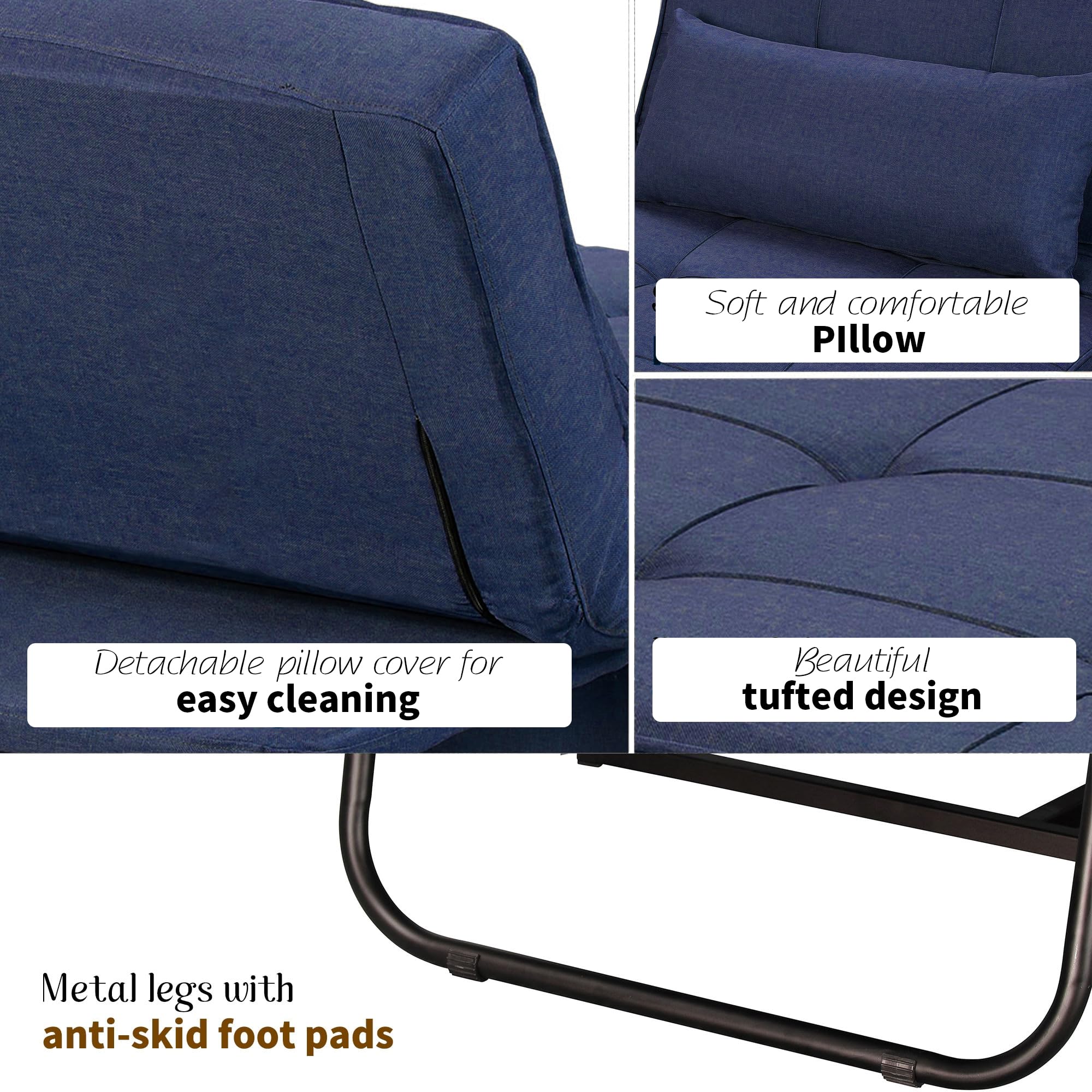 Ainfox 4-in-1 Convertible Sofa Bed - Multi-Functional Folding Ottoman Sleeper with Adjustable Backrest, 36