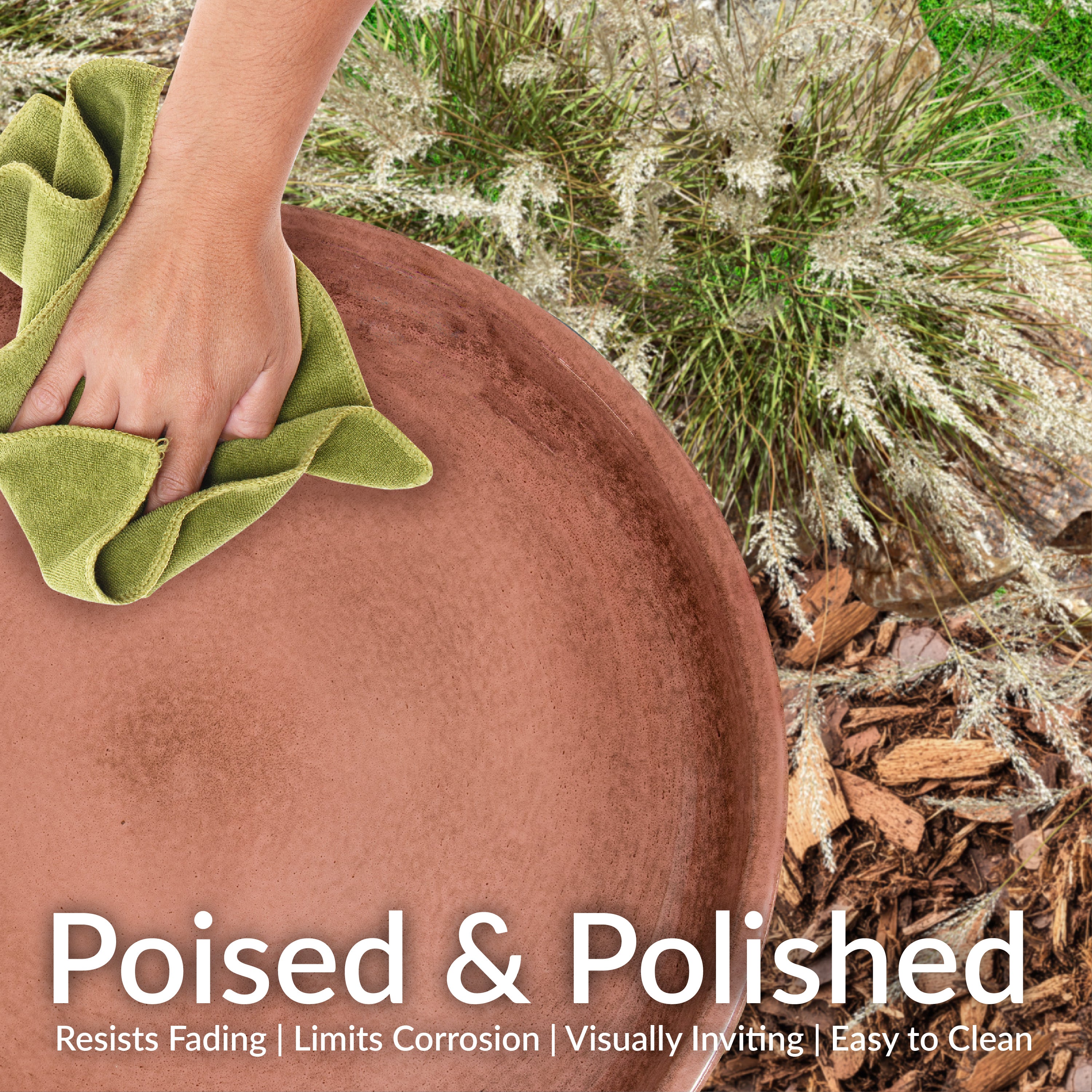 Sunnydaze Gleeful Garden Metal Outdoor Bird Bath - UV Resistant Finish for Year-Round Use - Perfect for Backyard, Garden, and Patio Decor