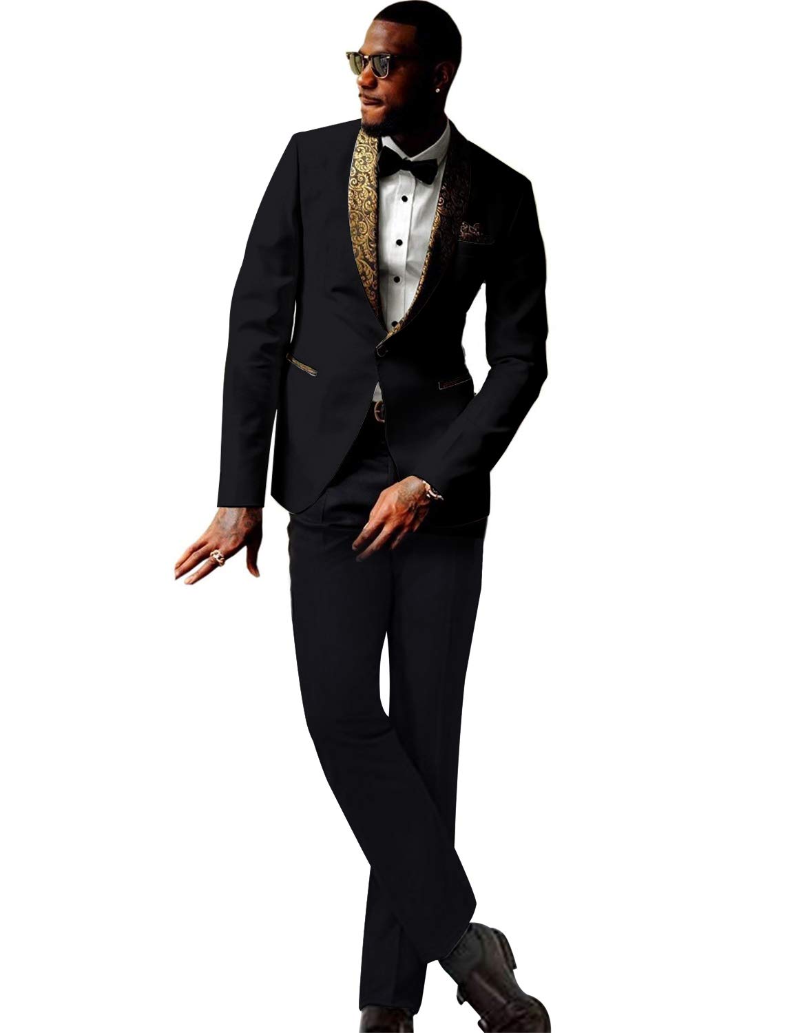 CALVINSUIT Men's Slim Fit Wedding Suit with Shawl Lapel - Groomsmen Tuxedo for Formal Events, Prom & Business Occasions