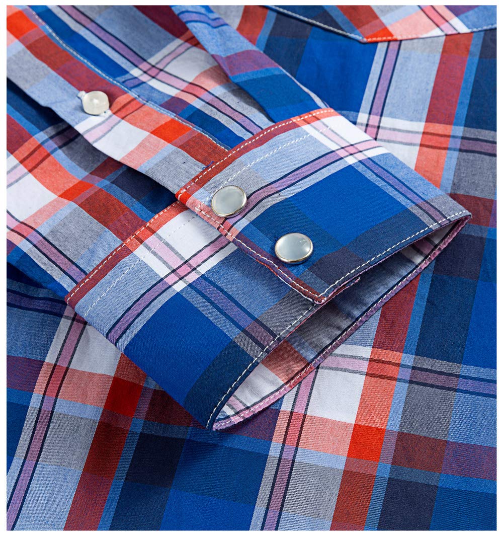 Men's Western Snap Button Plaid Long Sleeve Shirt - Regular Fit Casual Shirt for Cowboy Style, Rodeo, Country Music Festivals & Outdoor Adventures