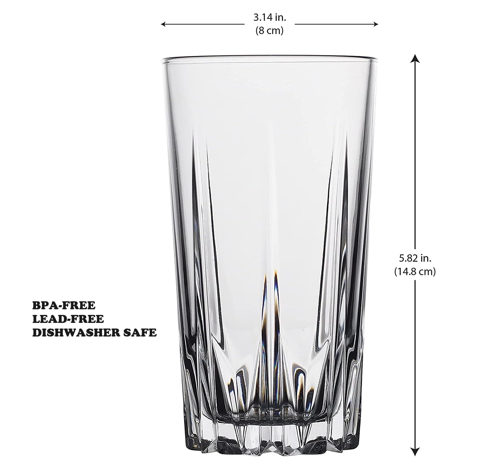 Glaver's Old Fashioned Highball Glass Cups - Set of 10 Elegant Diamond Cut 15oz Bar Glasses for Water, Juice, Beer & Cocktails | Perfect for Home Bars, Parties & Restaurants