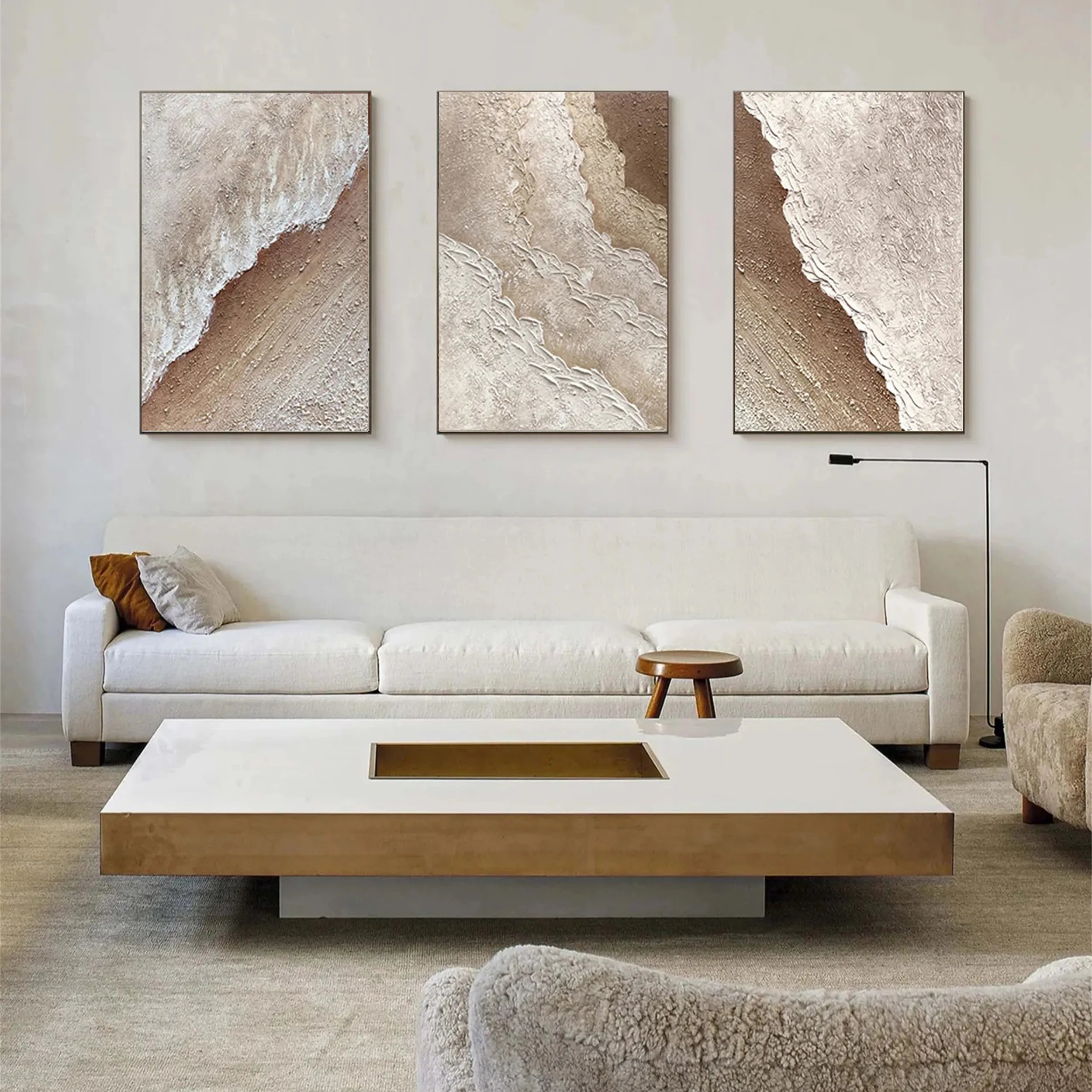 Ocean and Sky Wall Art Set of 3 - Coastal Beach Decor Paintings for Living Room, Bedroom & Office - Modern Seascape Canvas Prints (OS 147)