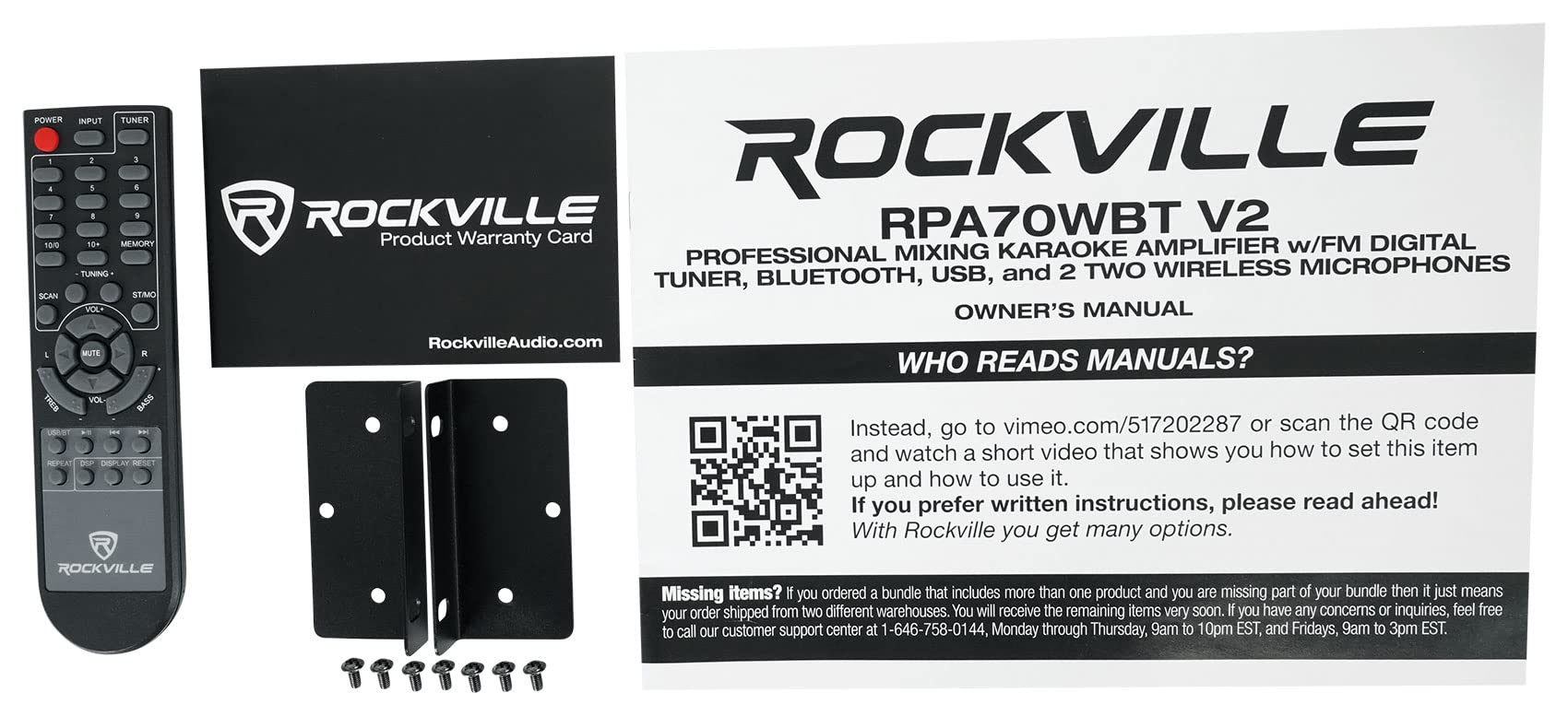 RPA70WBT Bluetooth Karaoke Amplifier with 4 x 6.5 Inch Black Ceiling Speakers & Microphones - Perfect for Home Theater, Karaoke Parties, and Multi-Room Audio Systems