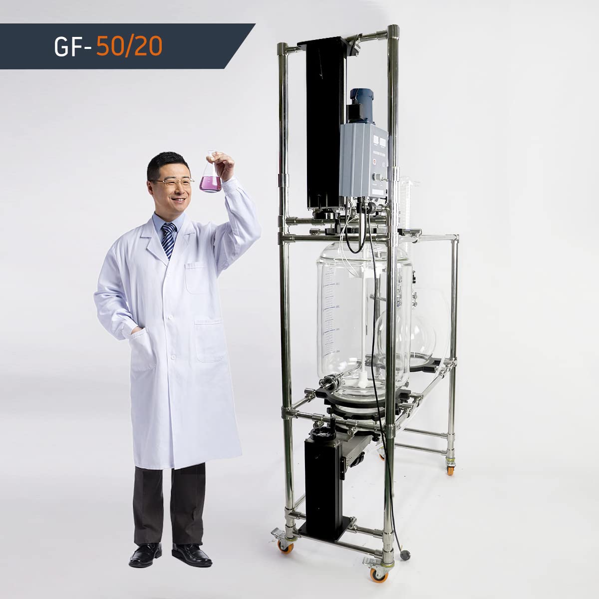 50L Jacketed Glass Vacuum Filtration Crystallization Reactor with Stirring System - 220V/50Hz for Chemical Labs & Pharmaceutical Research | Ideal for Precise Crystallization, Purification & Solvent Recovery