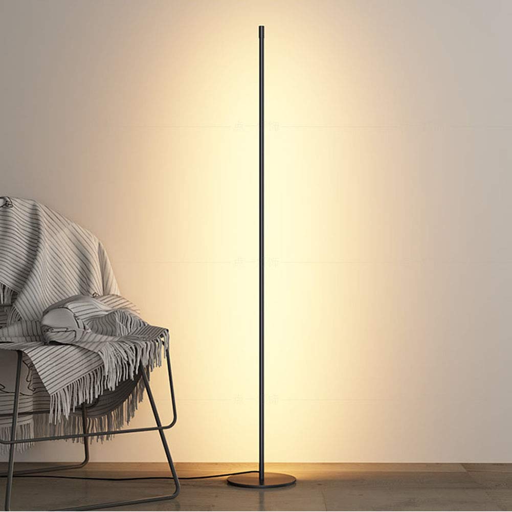 Modern Minimalist LED Floor Lamp - Dimmable Standing Light for Living Room, Bedroom & Study - Silver Metal Design | Perfect for Reading, Relaxing & Ambient Lighting