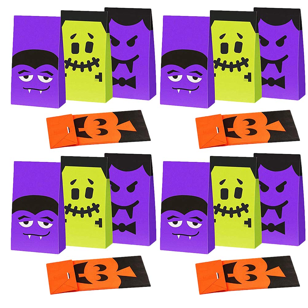 DOITOOL 48Pcs Halloween Kraft Paper Bags - Eco-Friendly Candy Treat Bags for Trick or Treat, Party Favors, Classroom Treats & Halloween Decorations