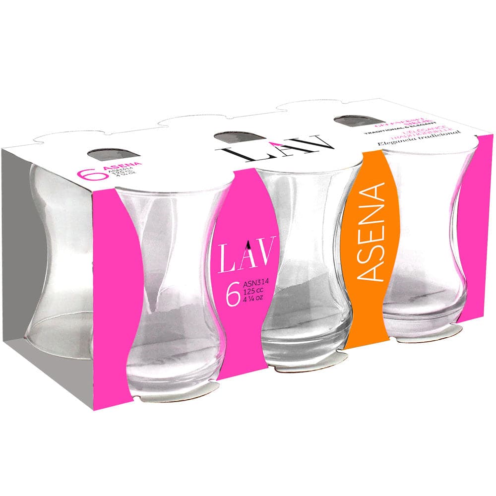 Premium Turkish Tea Glass Cups Set of 6 - LAV Asena Traditional Tea Glasses for Authentic Turkish Tea Ceremony, Home Decor & Gift Giving