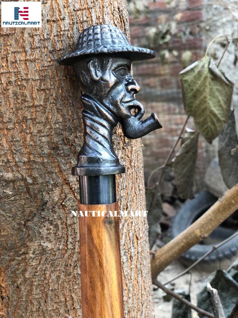 Handcrafted Engraved Sherlock Holmes Spy Steampunk Walking Cane - Premium Wooden Walking Stick for Men & Women - Perfect Gift for Collectors, Cosplay & Victorian Style Lovers - Ideal for Costume Parties, Theater Performances & Historical Reenactments