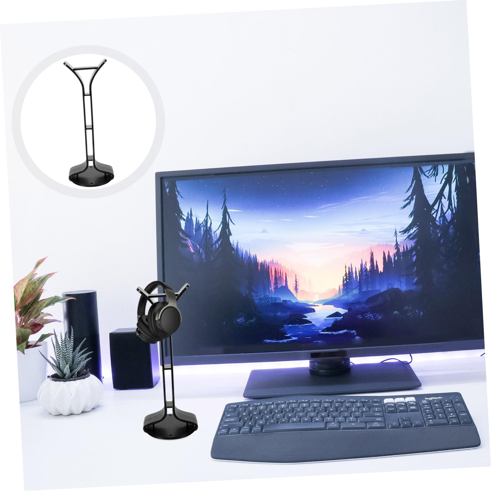 Levemolo Flat Base Headphone Stand - Durable Desk Organizer for Headphones & Earphones - Perfect for Gaming, Office & Home Workspace Setup