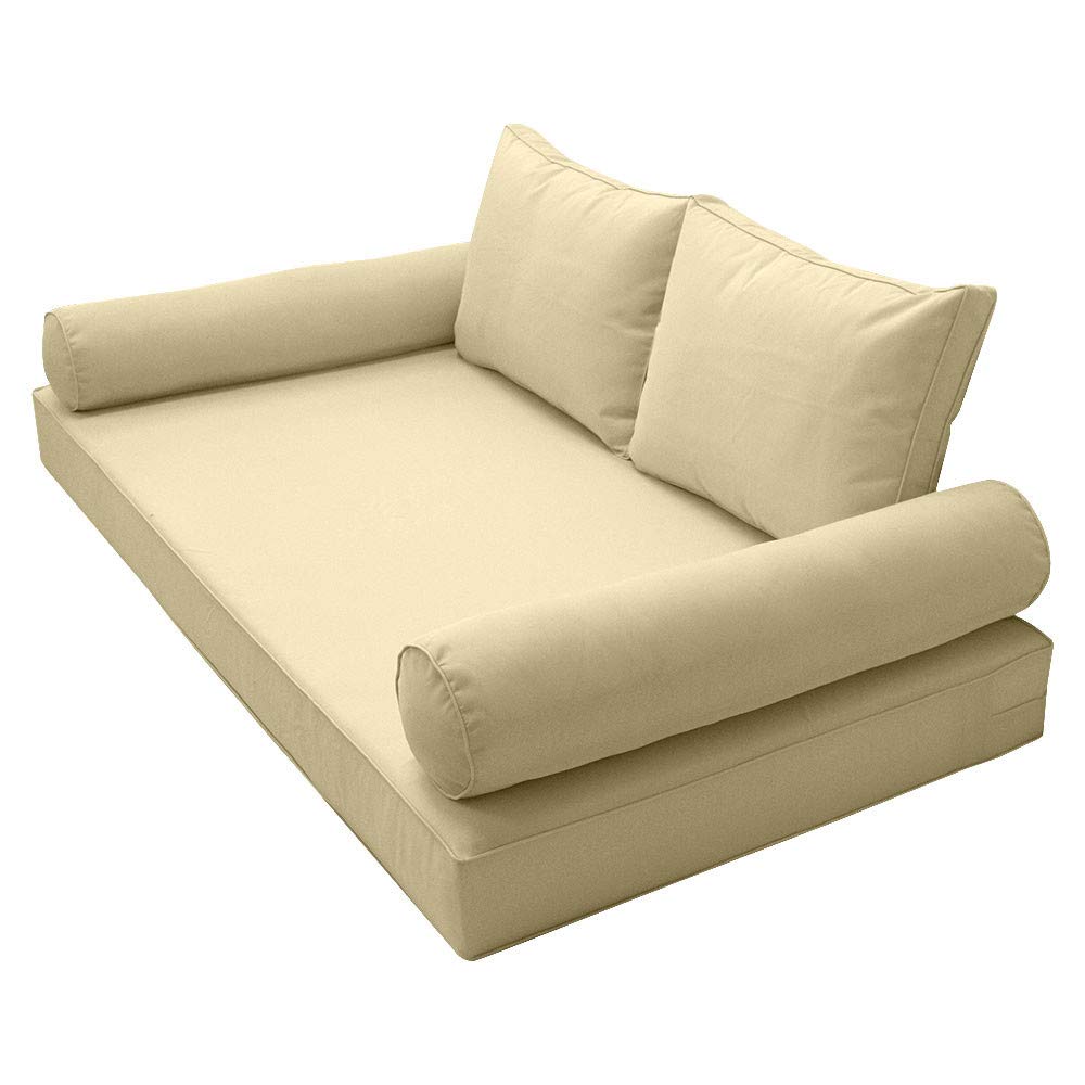 Prolinemax Style1 5-Piece Crib Size Outdoor Daybed Set - Mattress, Bolster Pillow & Fitted Sheet Cover (AD103) - Perfect for Patio, Poolside & Garden Relaxation