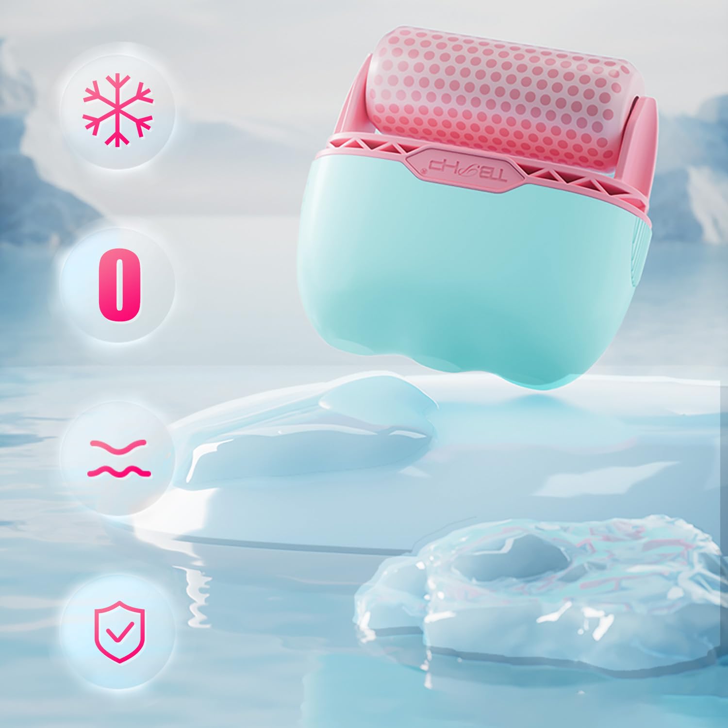 TBPHP Ice Roller BF01 - Cooling Face & Eye Massager with Plastic Cover for Puffiness & Dark Circles Relief - Pink Facial Massage Tool for Skincare & Relaxation at Home or Travel