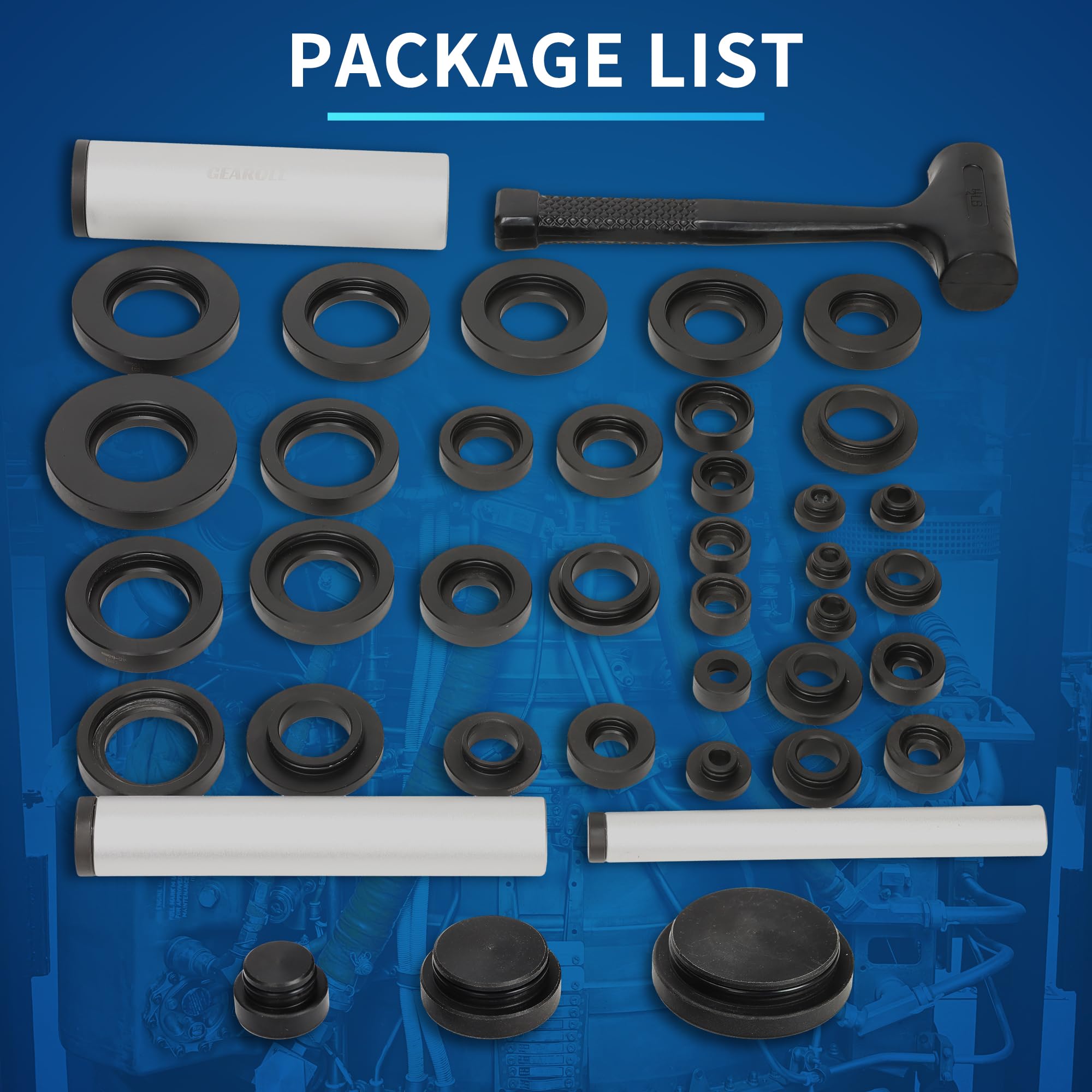 37 Pcs Sealed Bearing Mounting Kit - Professional Bearing & Oil Seal Installation Tool Set for Automotive, Industrial & DIY Repairs - Perfect for Wheel Bearings, Transmission & Engine Maintenance