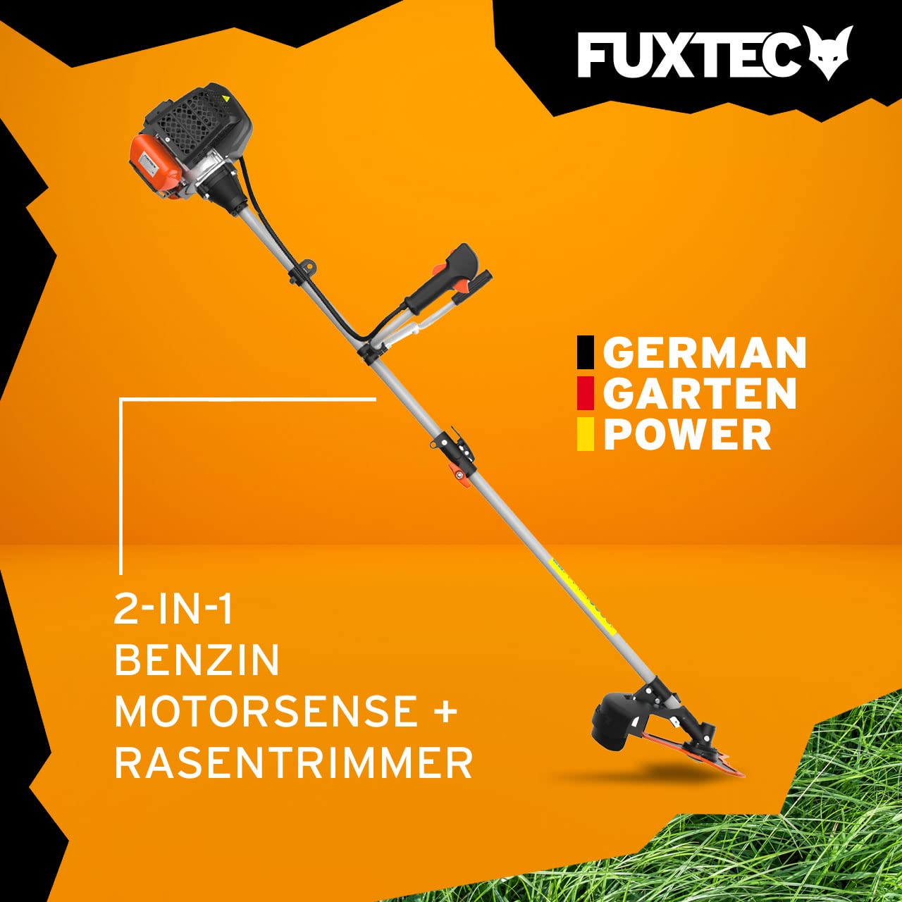 FUXTEC FX-MS152 52cc 2-in-1 Gas Grass Trimmer & Brush Cutter with 3HP 2-Stroke Engine, Professional Shoulder Strap & Easy Start System - Ideal for Lawn Care, Yard Maintenance and Professional Landscaping