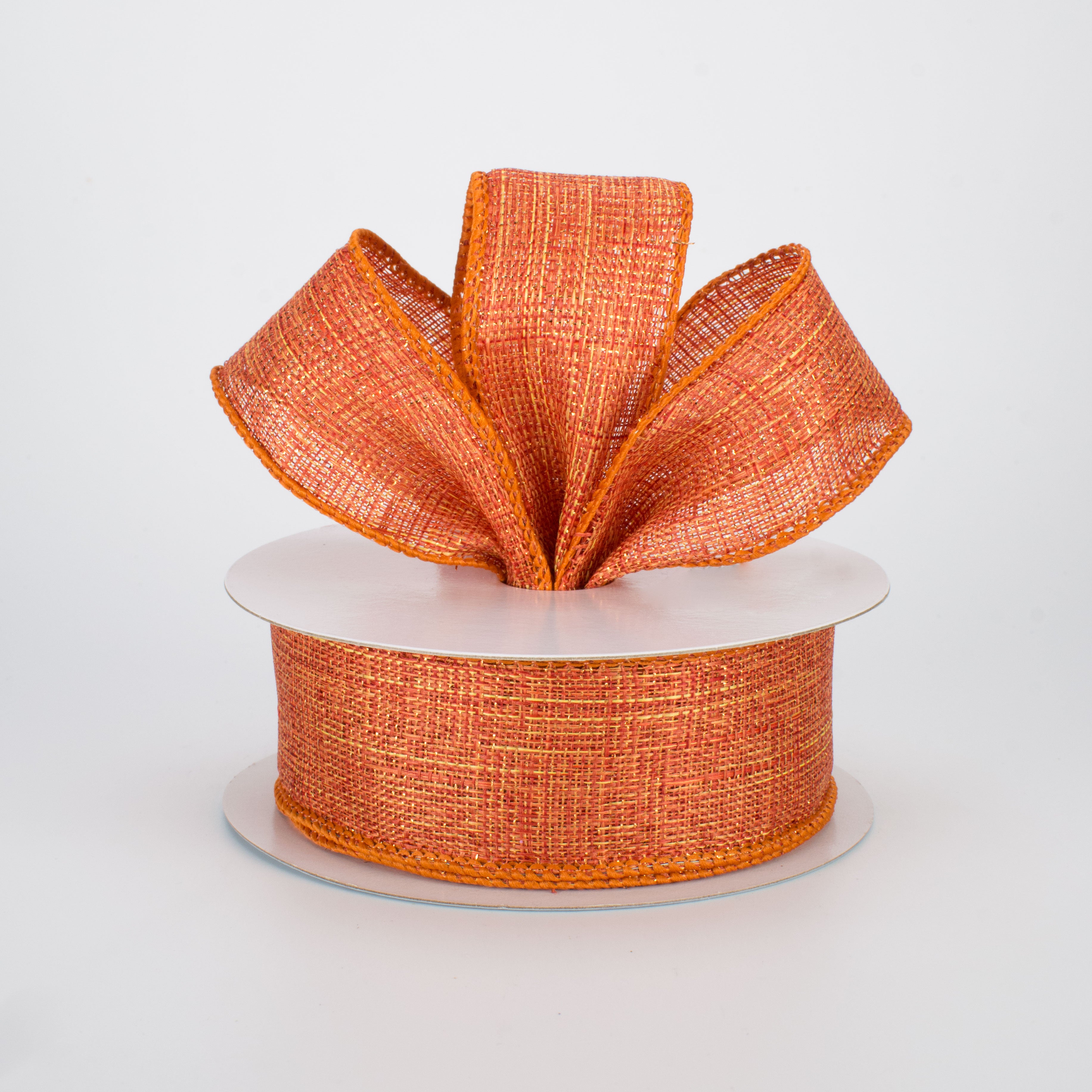 1.5 Inch Metallic Royal Canvas Ribbon - Orange Copper (10 Yards) for Gift Wrapping, Wedding Decor, DIY Crafts & Party Favors