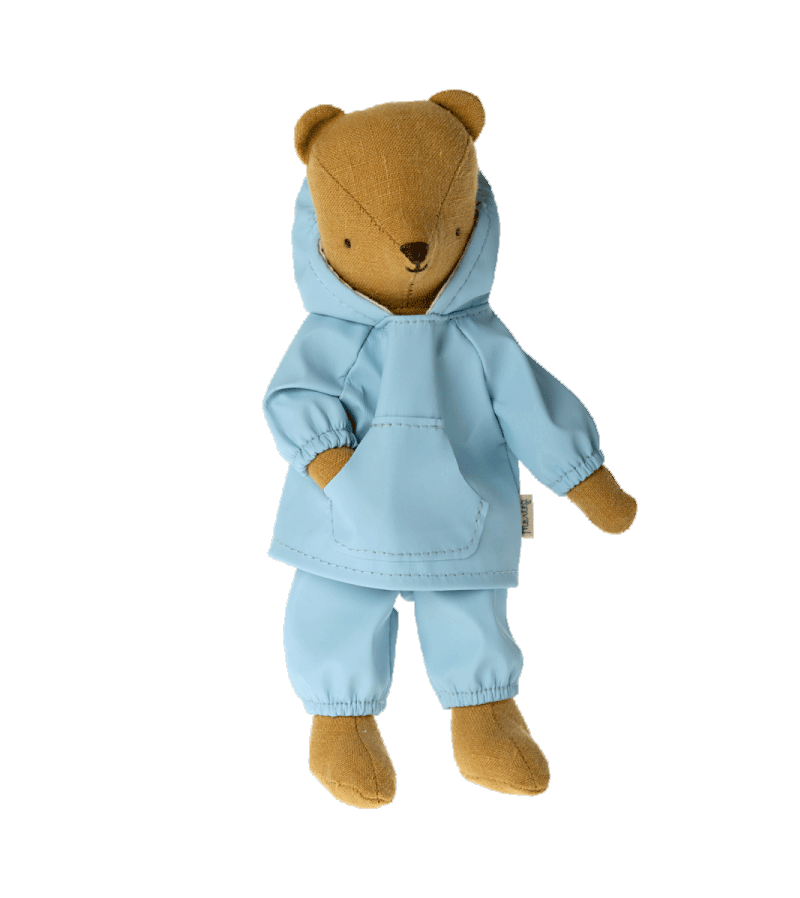 Maileg Rain Set for Junior Teddy - Waterproof Teddy Bear Raincoat & Boots for Kids - Perfect for Outdoor Play & Rainy Day Adventures