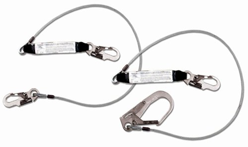 Guardian Fall Protection 01243 6-Foot Double Leg Safety Lanyard with Rebar Hook & Shock Absorber - OSHA Compliant Fall Arrest System for Construction, Roofing & Industrial Work
