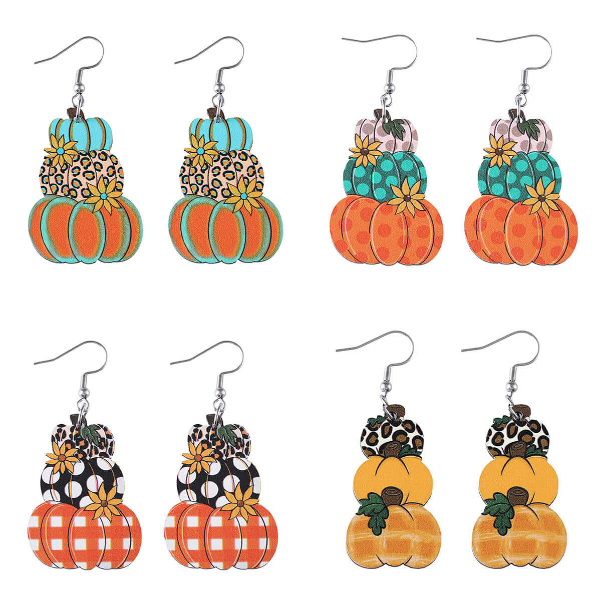 Polka Dot Pumpkin Fall Thanksgiving Woven Drop Earrings for Women | HE3225 | Perfect for Autumn Parties, Thanksgiving Gatherings & Holiday Festivities
