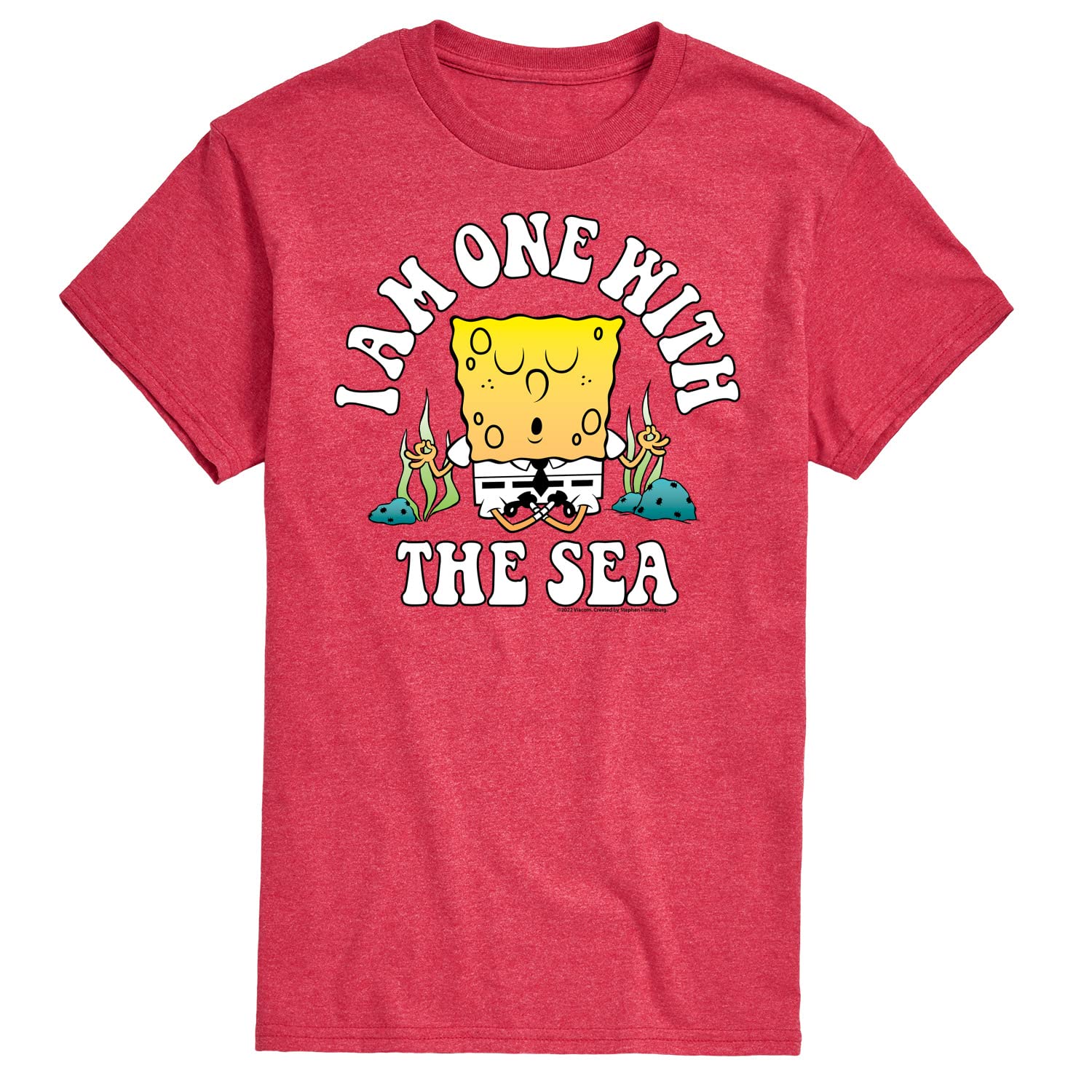 HYBRID APPAREL Spongebob Squarepants 'I'm One with The Sea' Men's Graphic T-Shirt - Cool Cotton Short Sleeve Tee for Casual Wear, Beach Outings & Cartoon Lovers