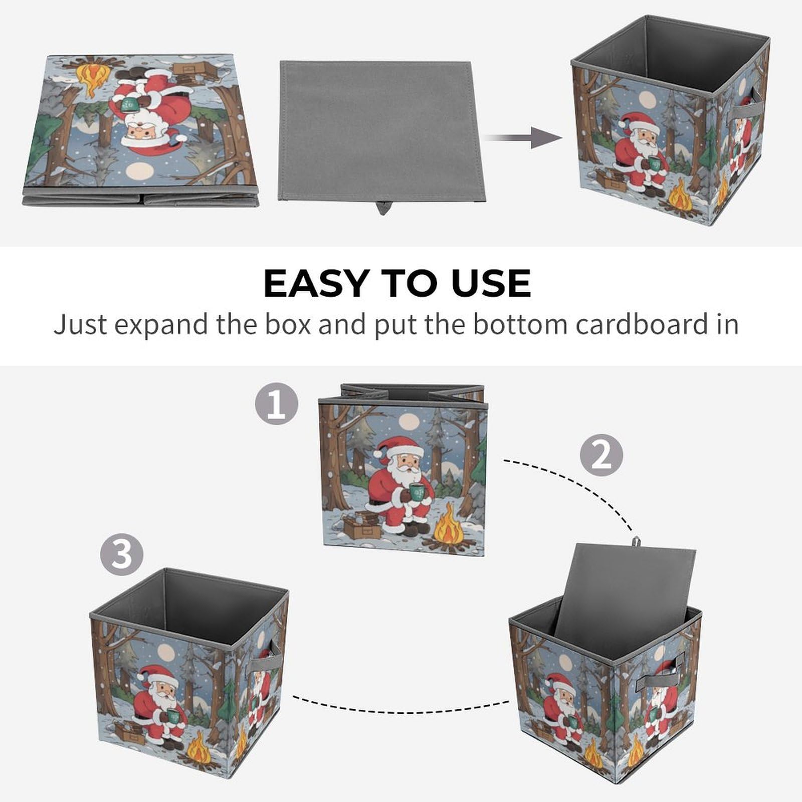Foldable Storage Bins with Dual Handles - Printed Collapsible Storage Box for Closet, Bedroom, Office & Outdoor Camping | Space-Saving Organizer for Clothes, Toys & Home Essentials