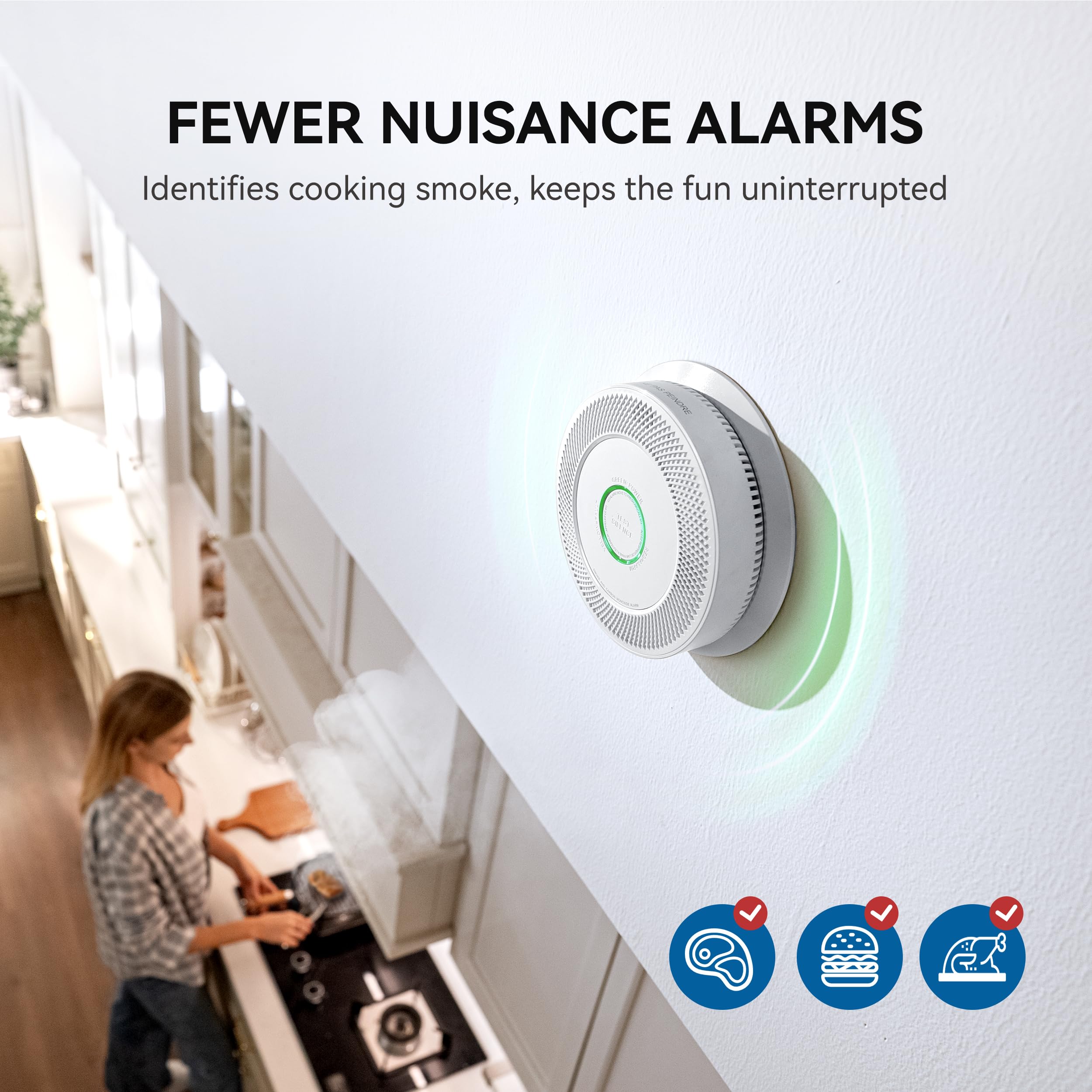 SITERWELL Hardwired Interconnected Smoke and Carbon Monoxide Detector with Voice Alert - 10 Year Battery Life, 2 AA Backup - Ideal for Home, Office & Apartment Safety (1 Pack)