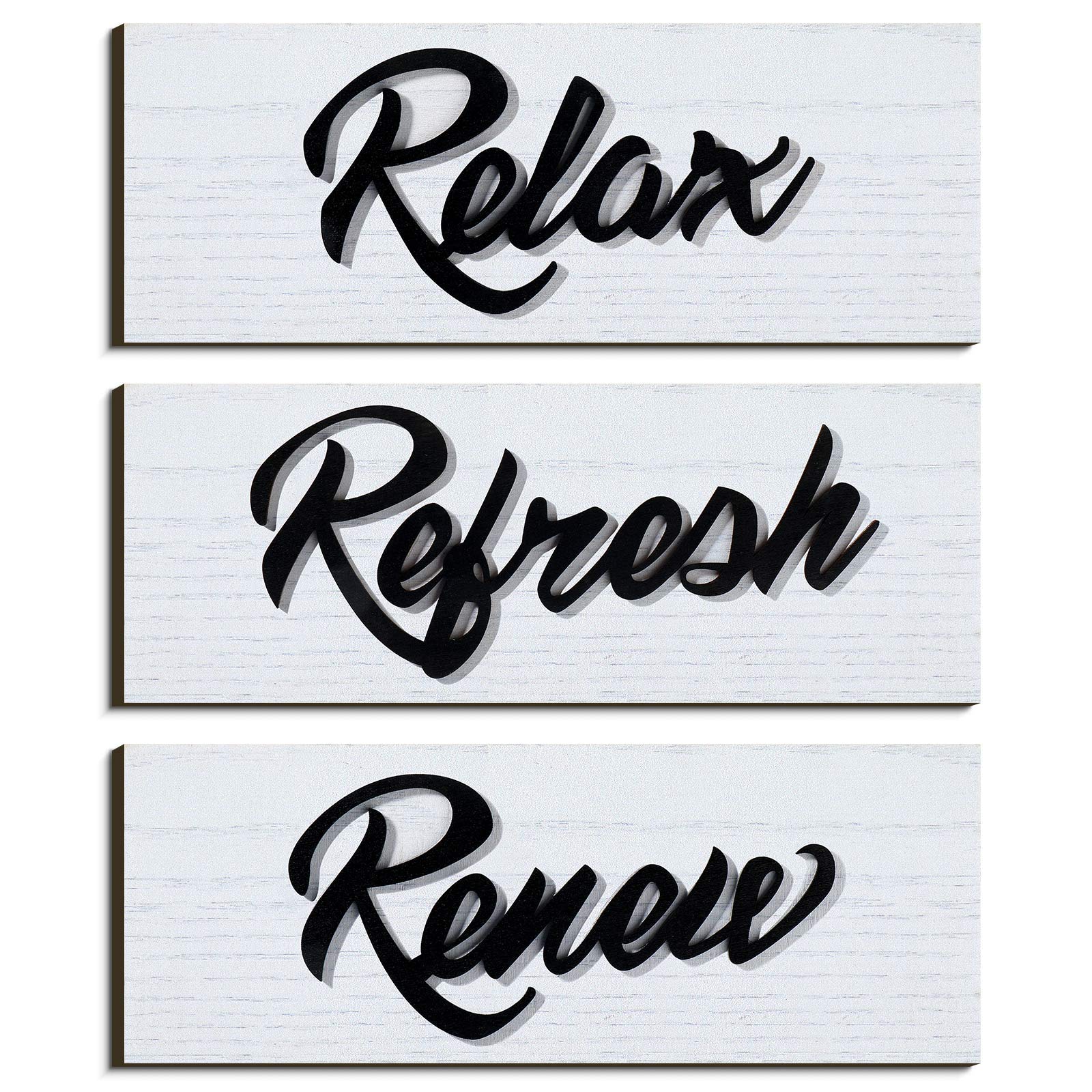 Farmhouse Bathroom Wall Decor - Rustic Wooden Signs for Home & Laundry Room - Vintage Style Relaxing Bath Art
