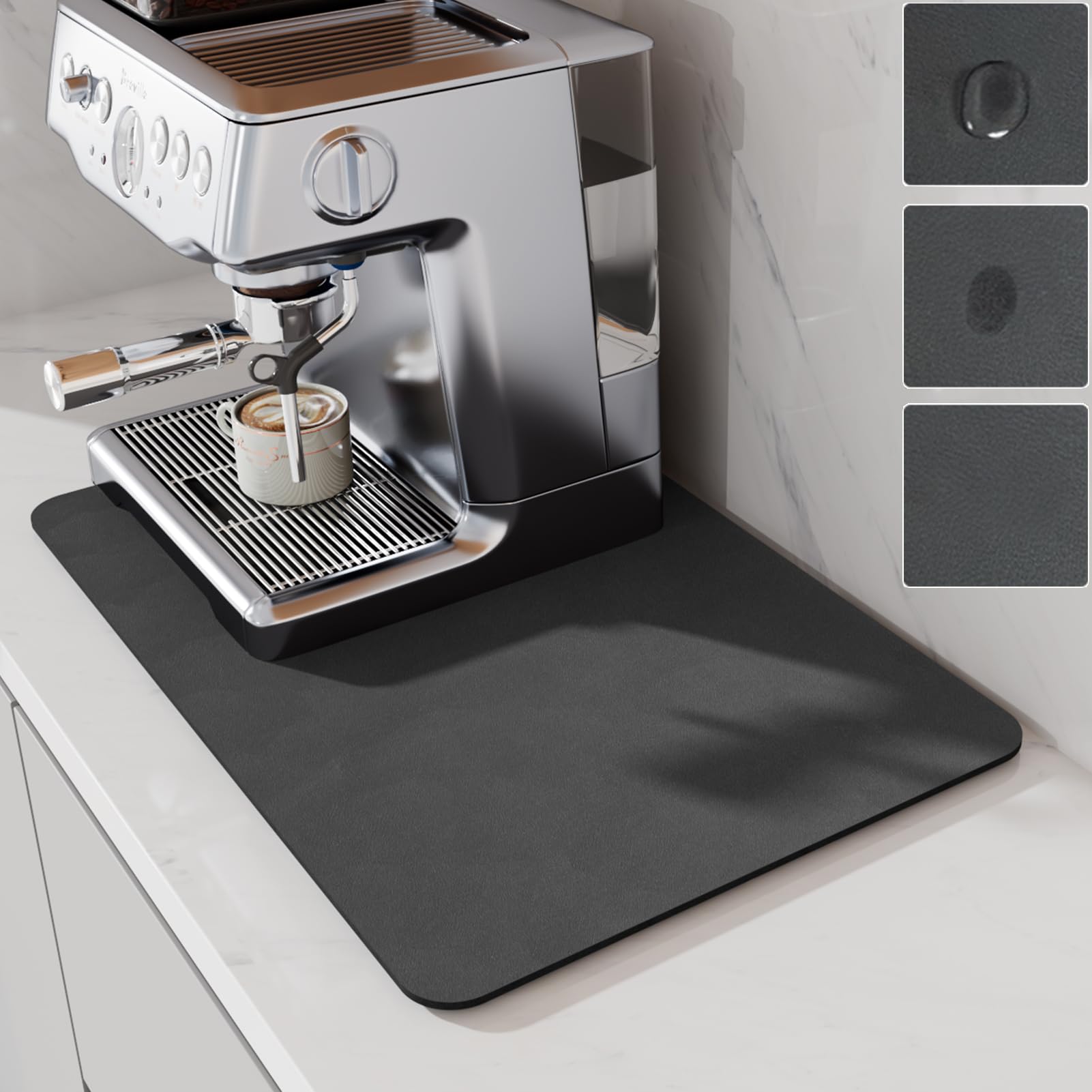 LIMNUO Absorbent Coffee Mat - Non-Slip Countertop Protector for Coffee Makers, Espresso Machines & Kitchen Appliances | Dish Drying Mat for Coffee Pots & Countertops | Perfect for Home, Office & Cafe Use