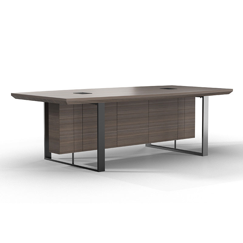 INIGO 8ft Boardroom Meeting Table - Hazelnut & Black Finish - Large Conference Table for Office, Meeting Room, and Corporate Events