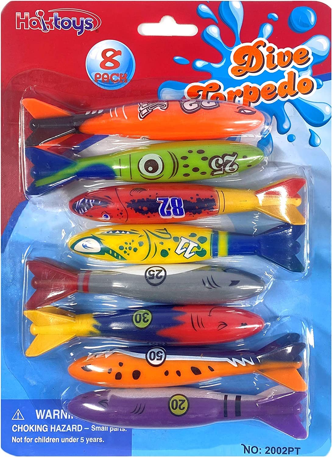 Haktoys 8-Pack Diving Torpedo Pool Toys – Underwater Gliding Swim Toys for Kids & Adults | Shark Torpedo Dive Toys for Swimming Training, Pool Games & Summer Fun – Perfect for Backyard Pools, Beach Trips & Water Sports Activities