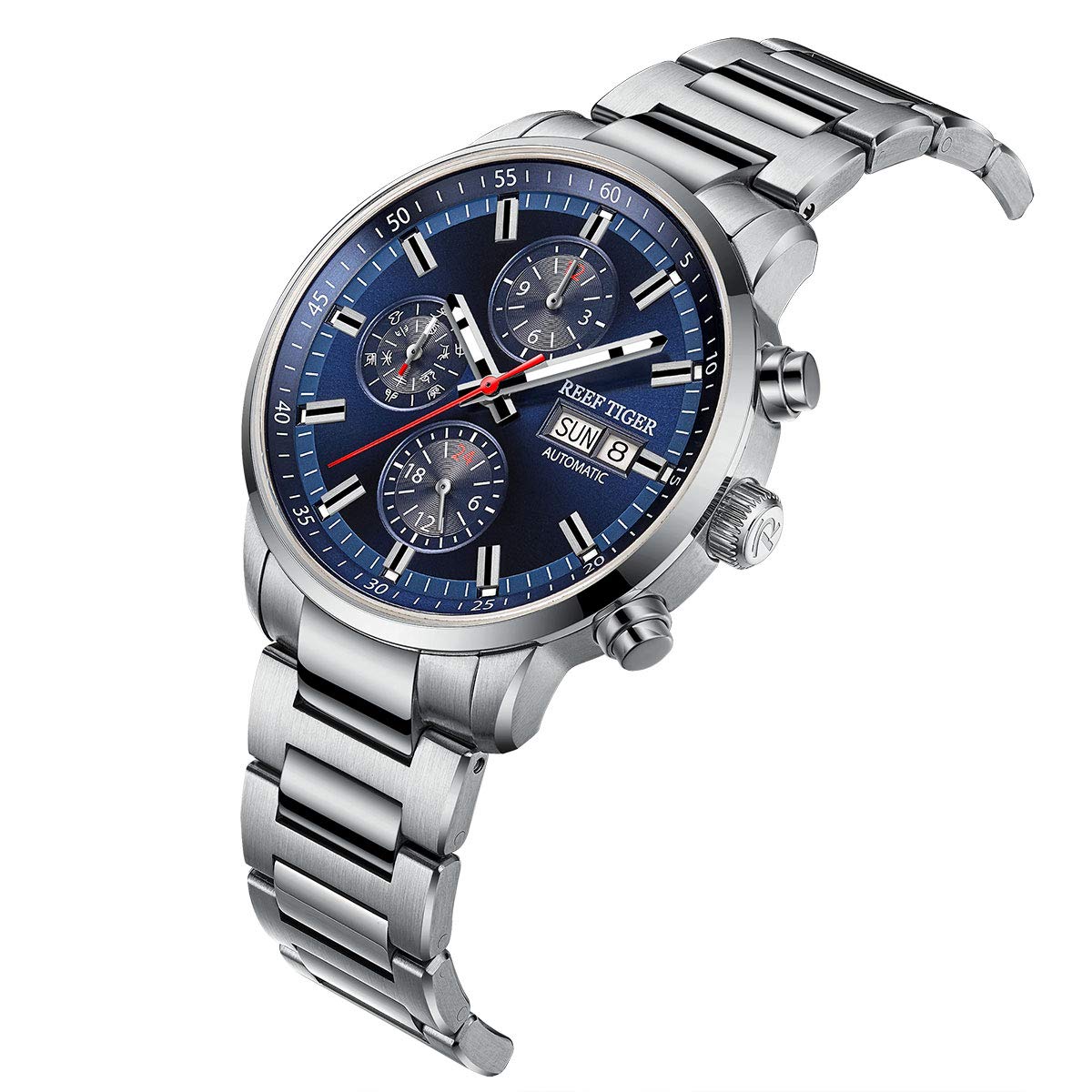 REEF TIGER Stainless Steel Men's Automatic Watch - Waterproof, Multifunctional, Luxury Dress Watch for Business & Casual Wear - RGA1659 | Perfect for Office, Parties & Outdoor Activities