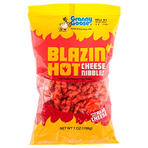 Granny Goose Hot Cheese Curls 7 Oz (20-Pack) - Spicy Cheese Snacks for Parties, Bulk Wholesale, Office & School Snacks, Movie Night Treats