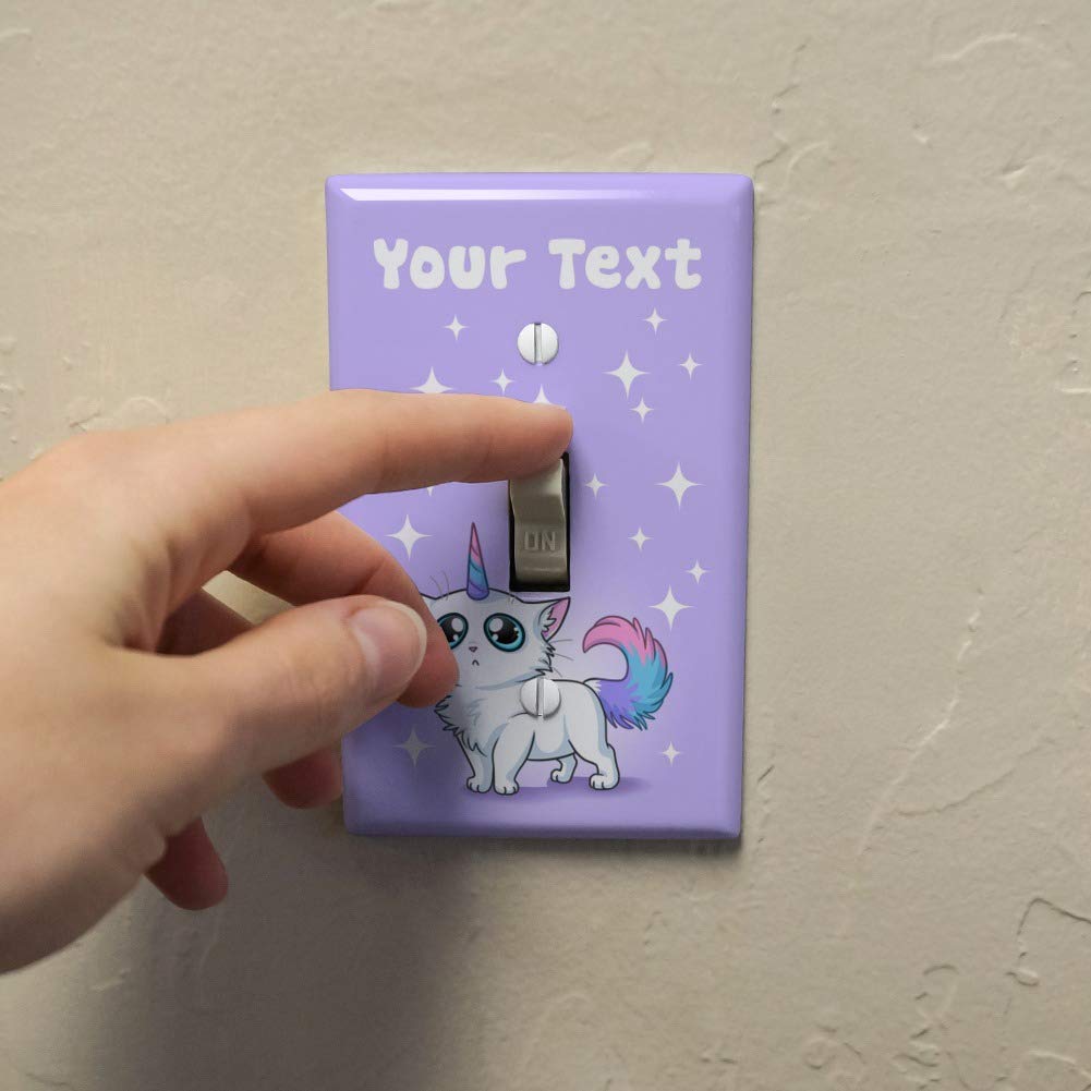 Custom Cat Unicorn Light Switch Cover - Personalized 1-Line Text Plastic Wall Decor for Bedroom, Nursery & Kids Room - Funny Toggle Plate Home Decoration
