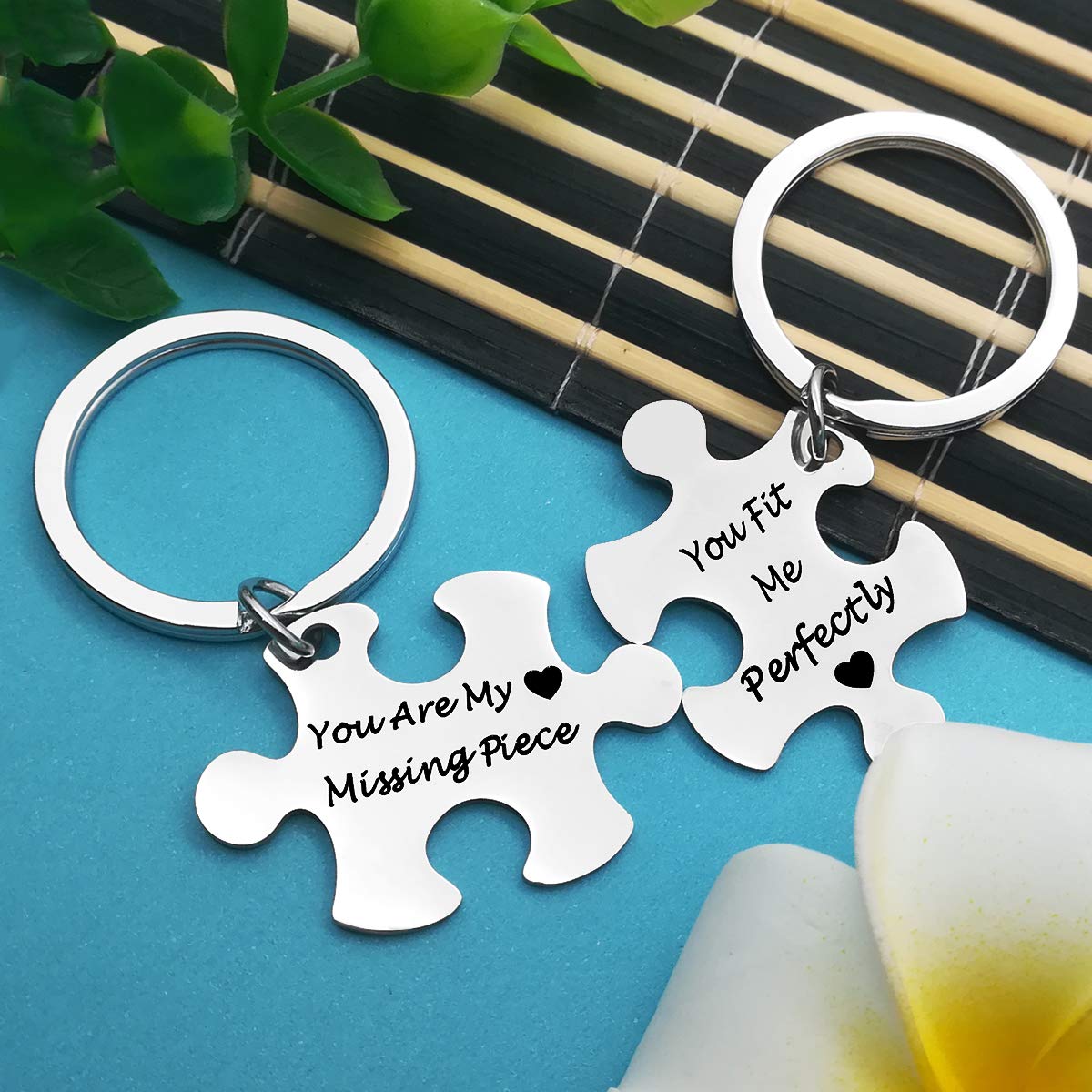 Valentine's Day Gifts for Couples - 'You Are My Missing Piece' Matching Keychain Set for Boyfriend & Girlfriend | Romantic Anniversary, Christmas & Birthday Presents | Perfect for Long-Distance Relationships & Special Occasions